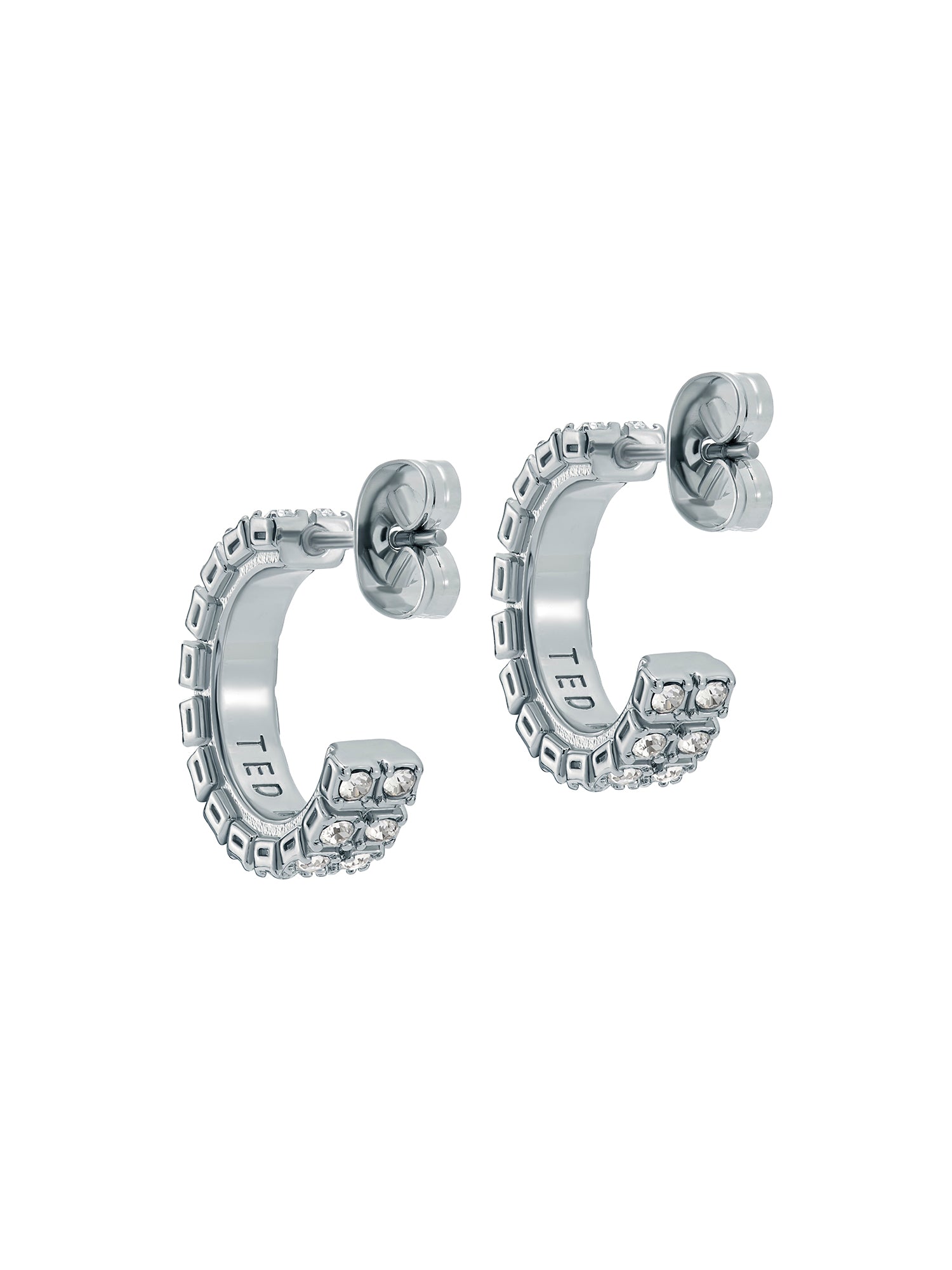 Mellrie Small Double Crystal Hoop Earring Silver