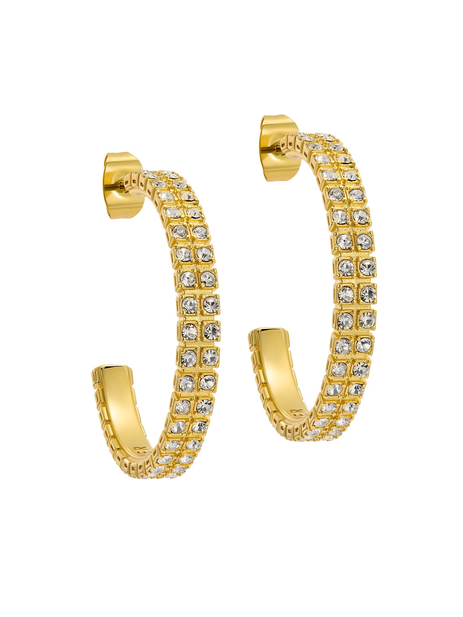 Mellia Medium Double Crystal Hoop Earring Gold