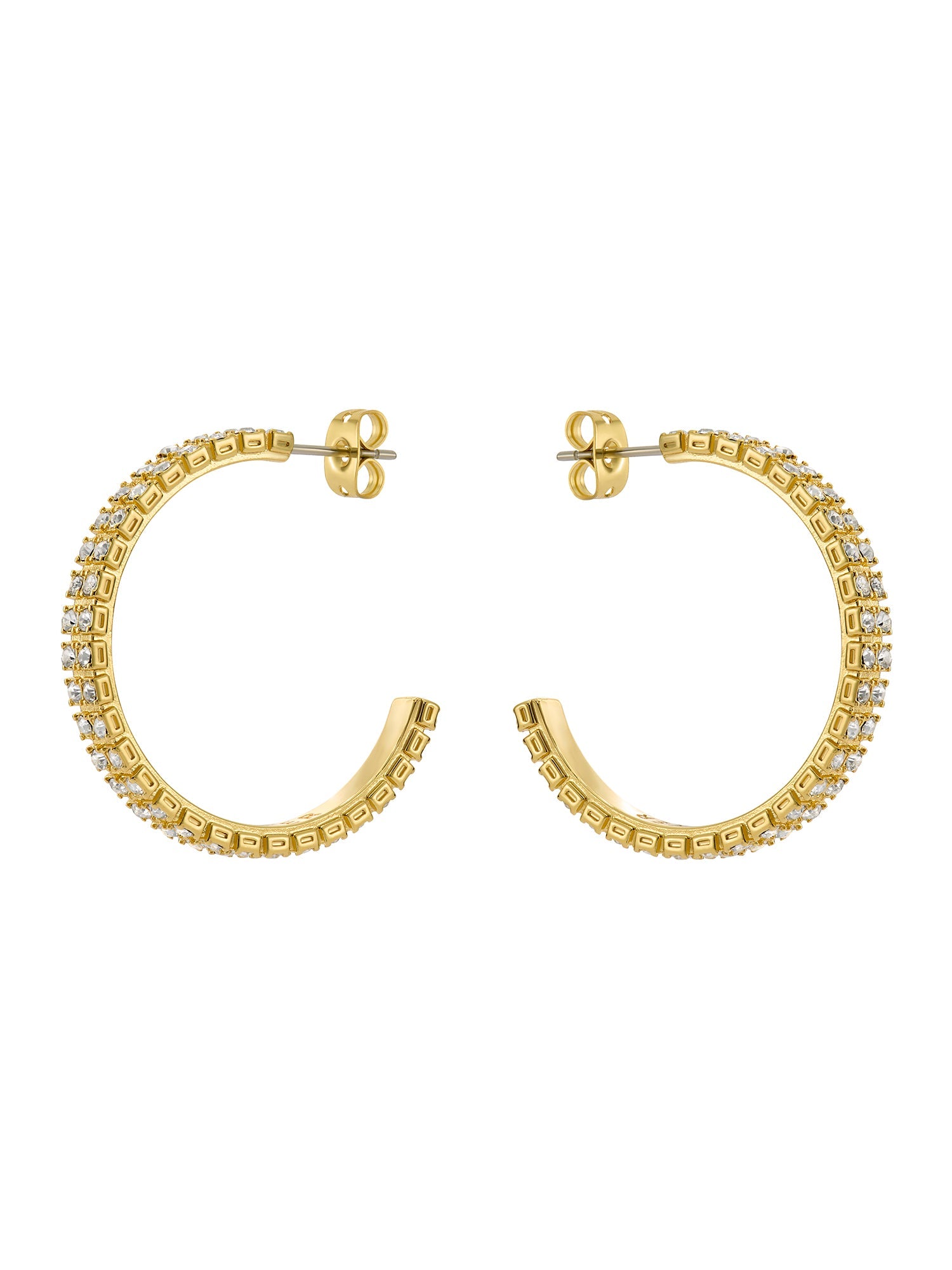 Mellia Medium Double Crystal Hoop Earring Gold