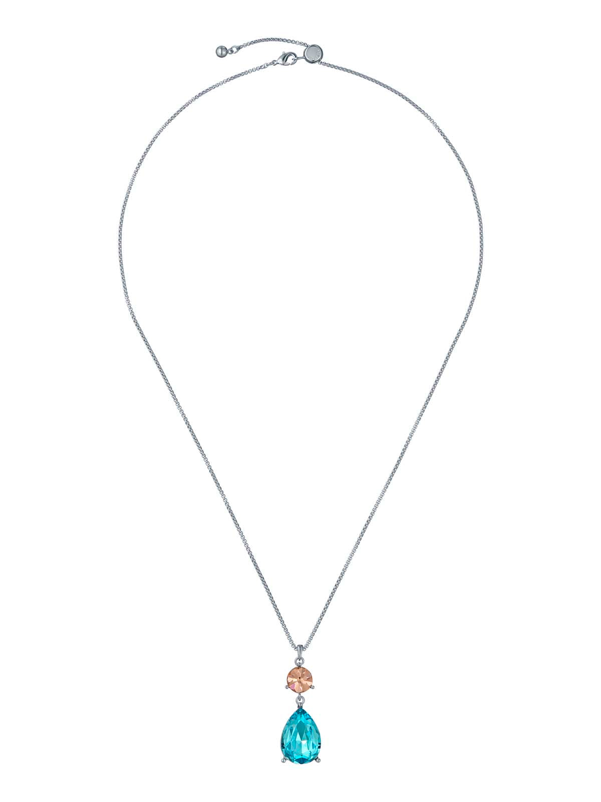 Tearsa Crystal Teardrop Pendant Necklace Peach