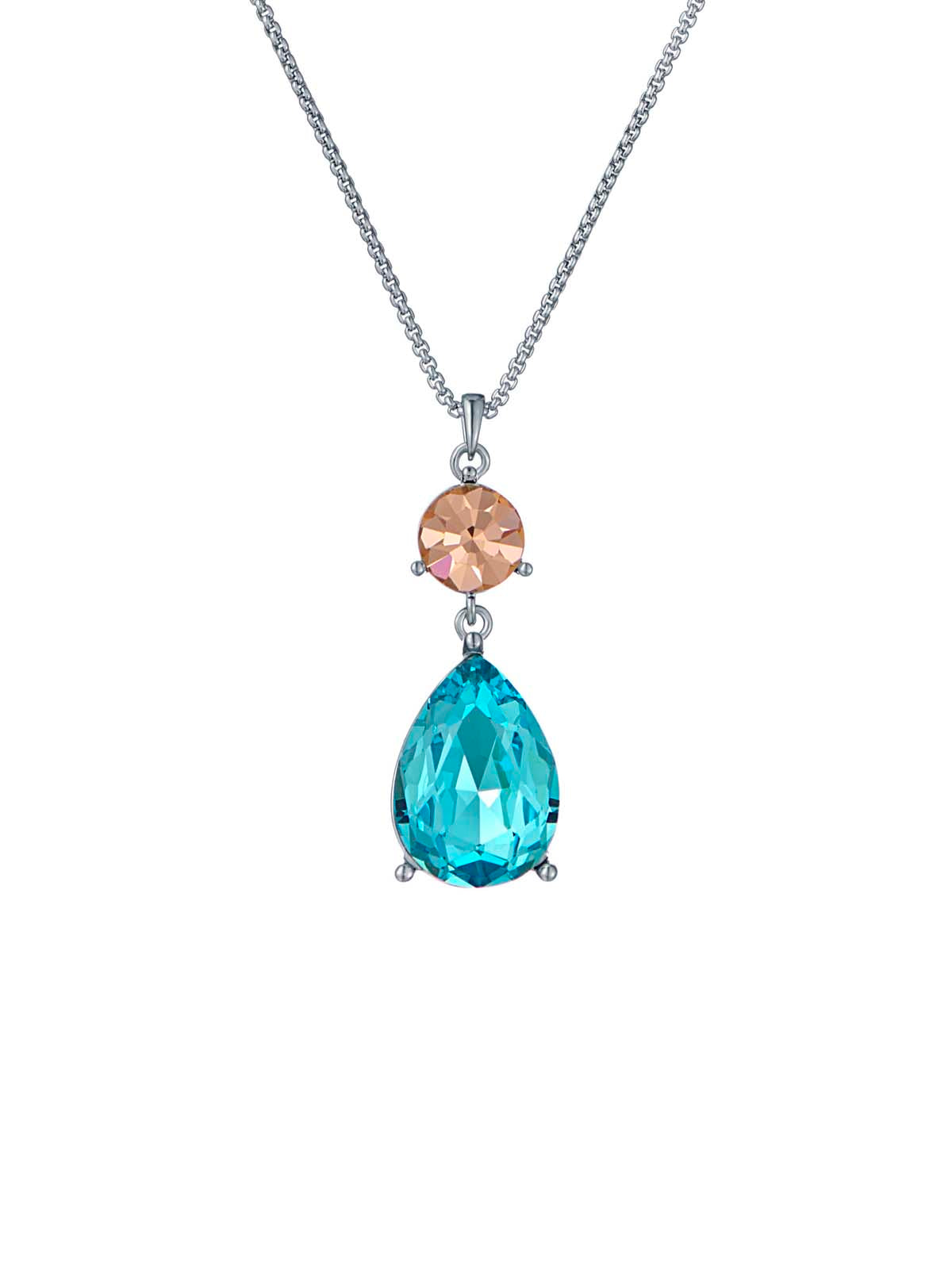Tearsa Crystal Teardrop Pendant Necklace Peach
