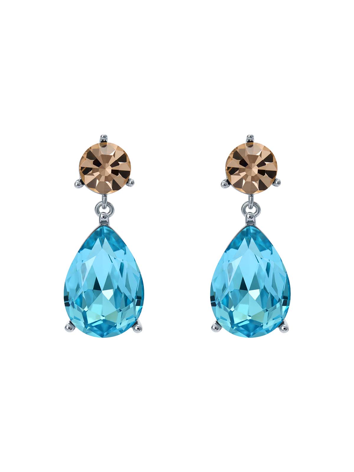 Teaire Crystal Teardrop Earrings Peach