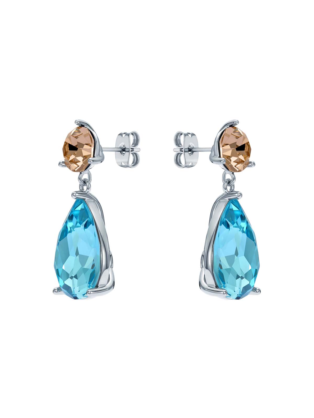 Teaire Crystal Teardrop Earrings Peach