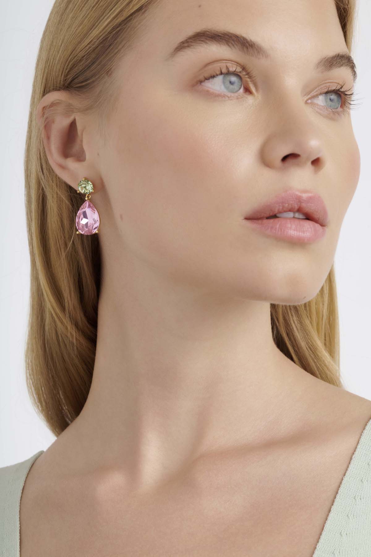 Teaire Crystal Teardrop Earrings Green