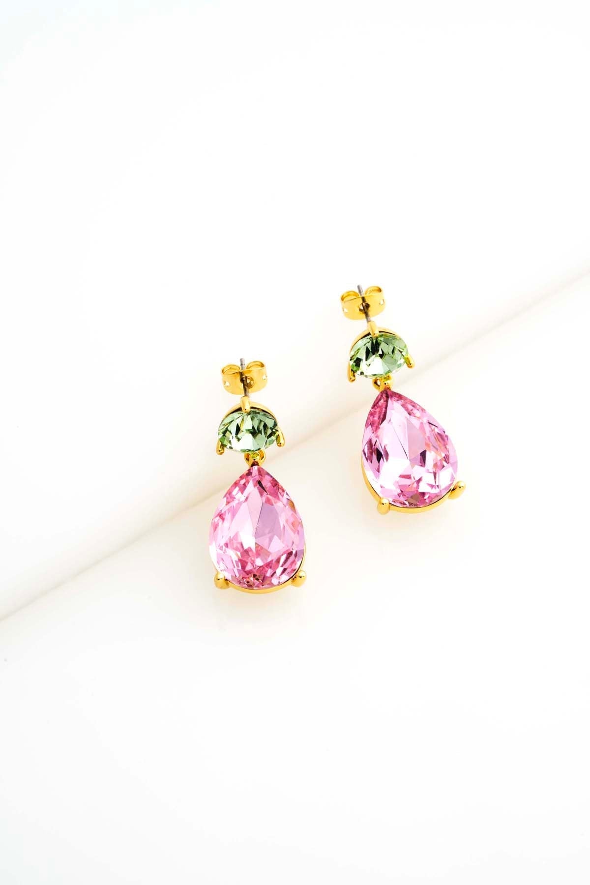 Teaire Crystal Teardrop Earrings Green