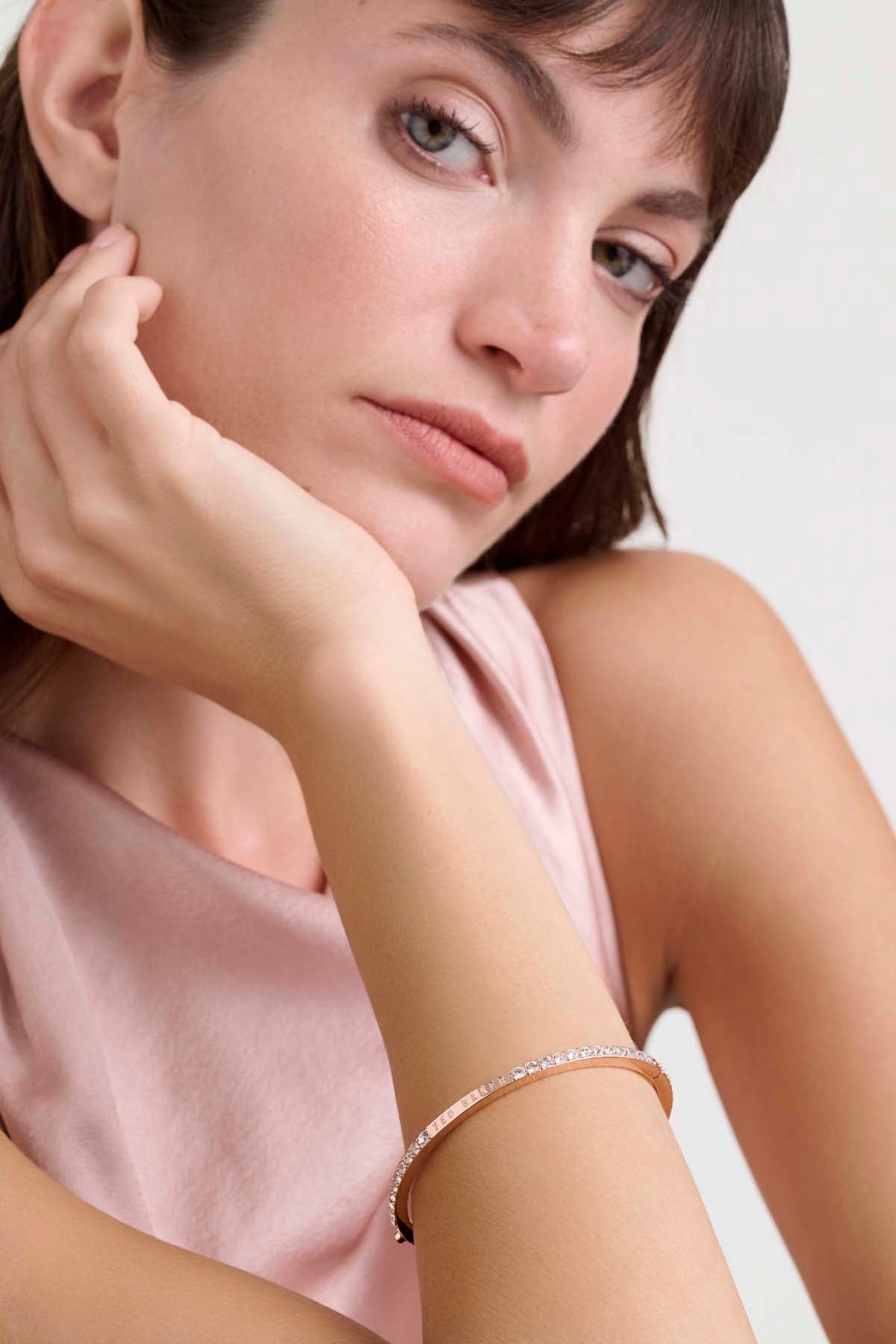 Claudia Narrow Crystal Hinged Bangle Bracelet Crystal
