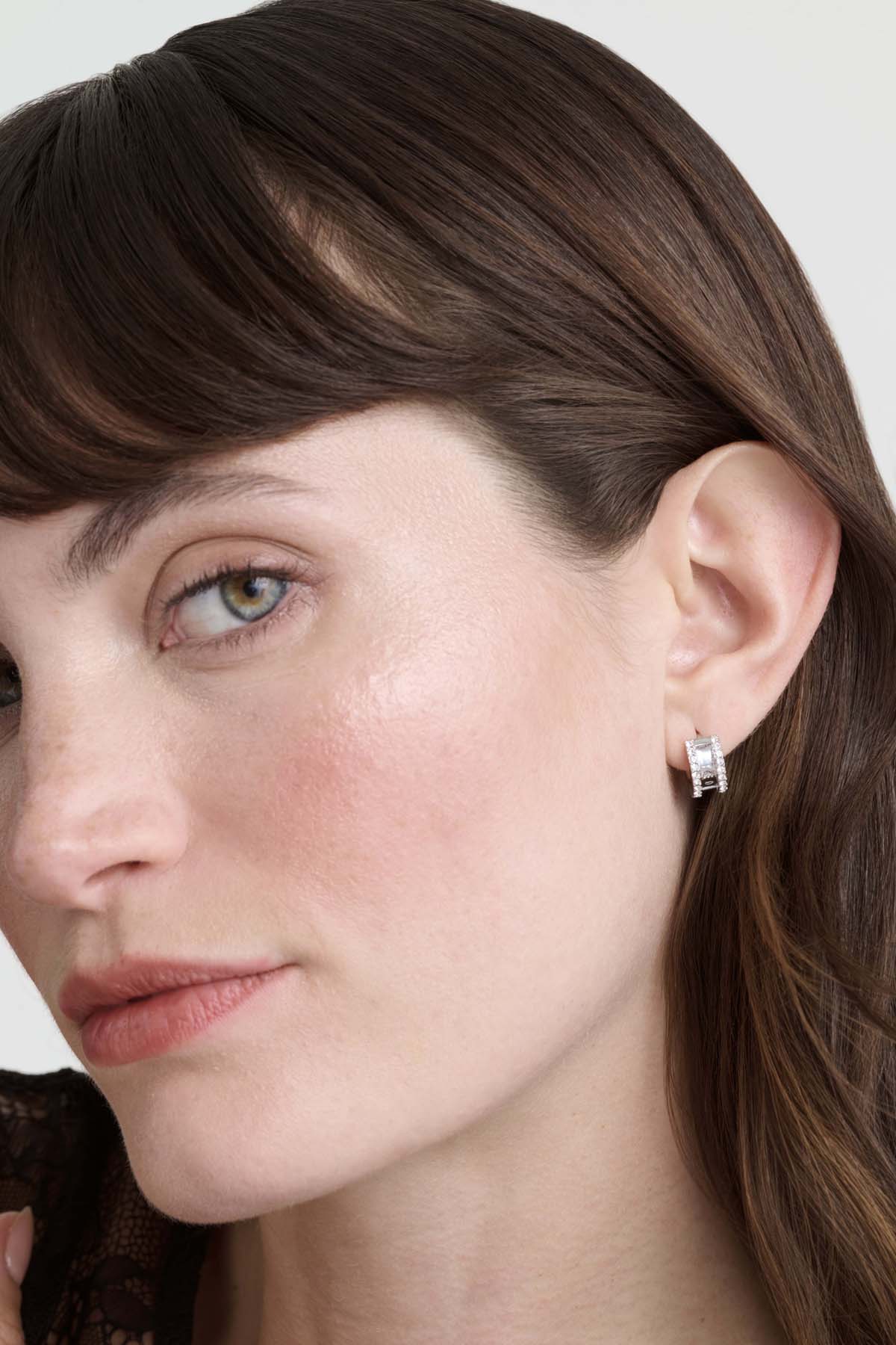 Rosie Crystal Roll Huggie Earrings Crystal