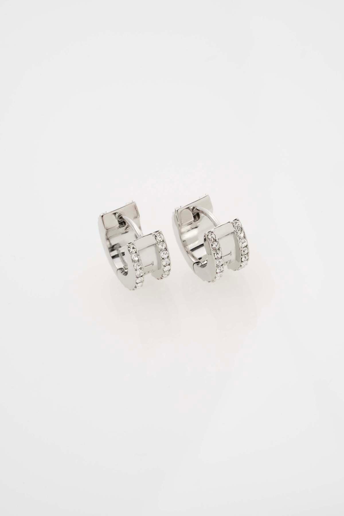 Rosie Crystal Roll Huggie Earrings Crystal