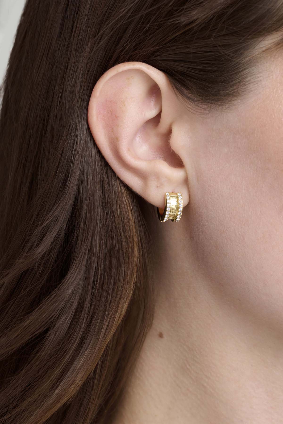 Rosie Crystal Roll Huggie Earrings Crystal
