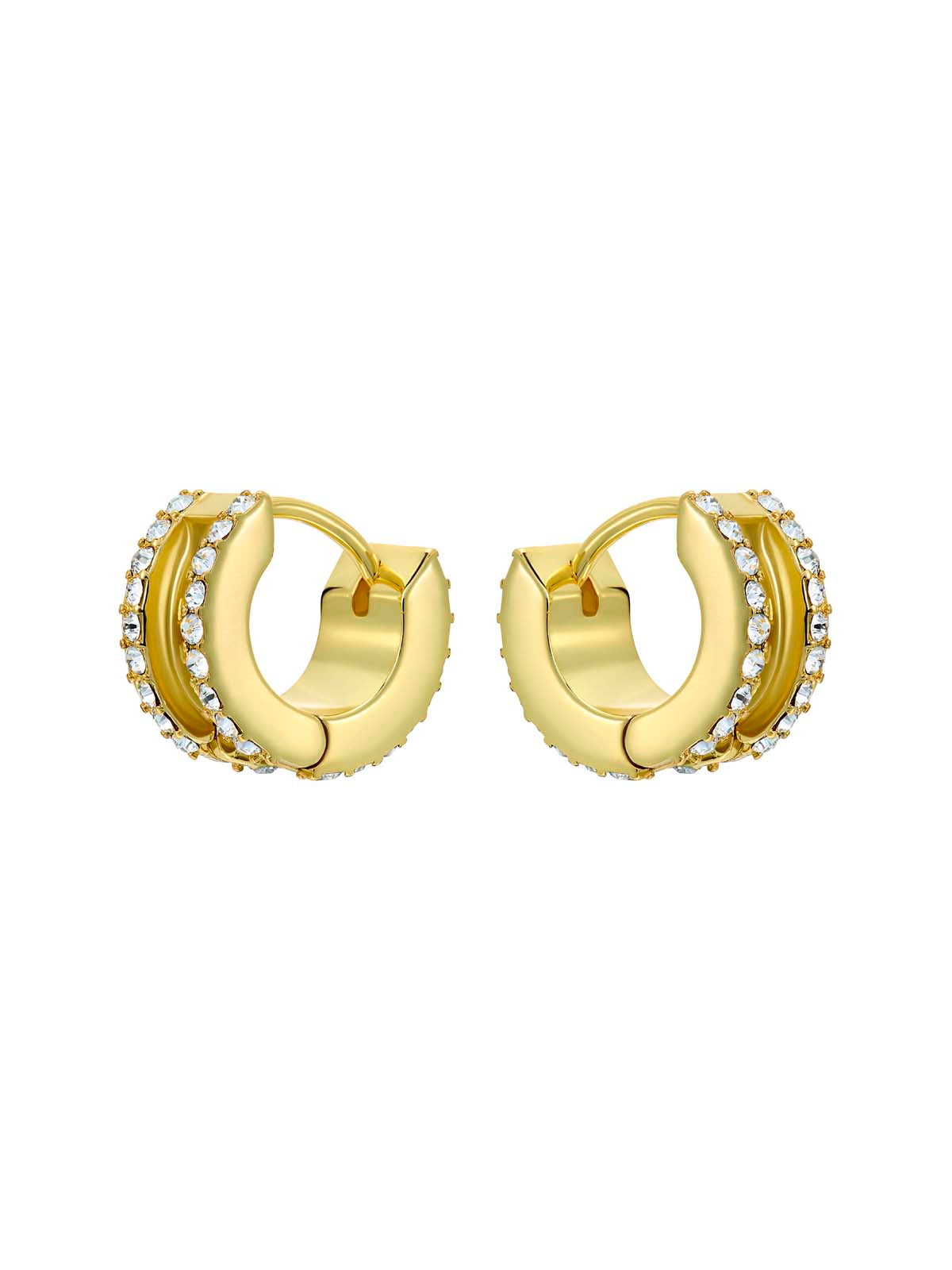 Rosie Crystal Roll Huggie Earrings Crystal