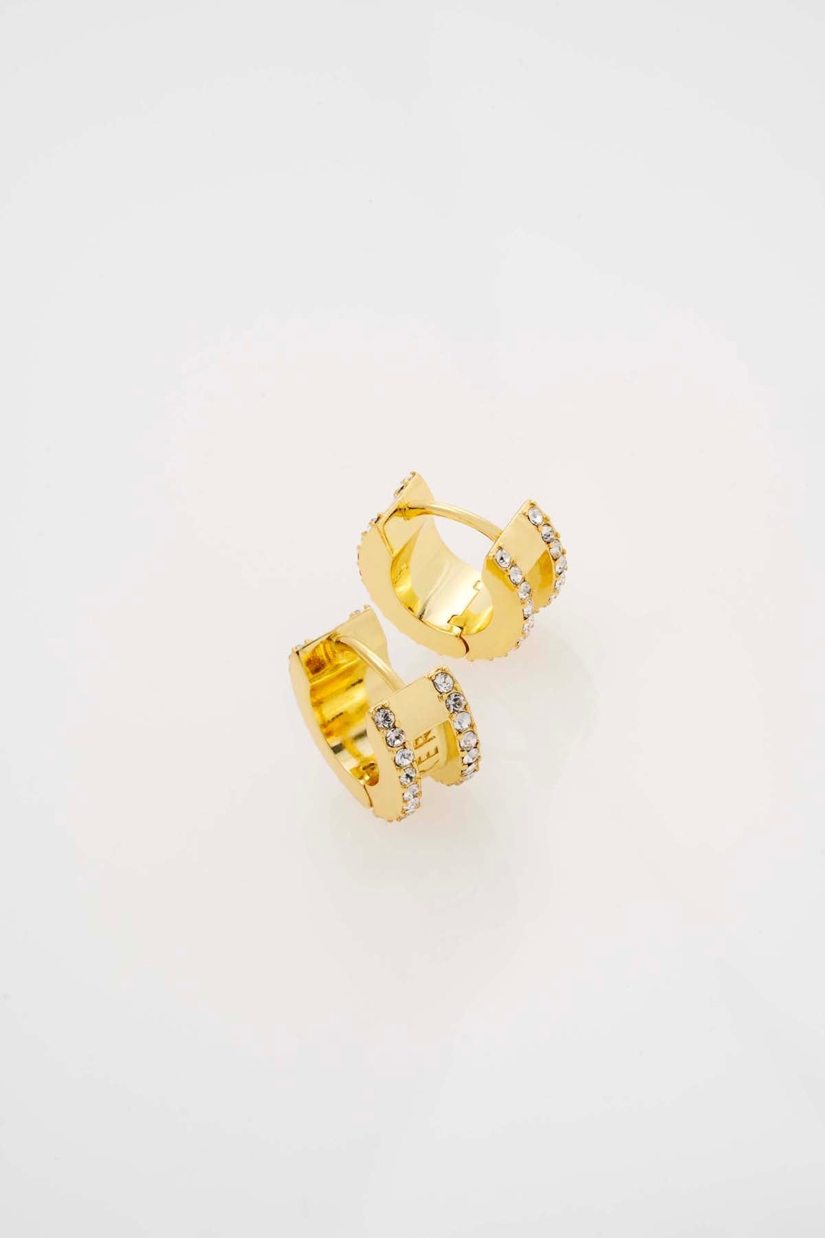 Rosie Crystal Roll Huggie Earrings Crystal