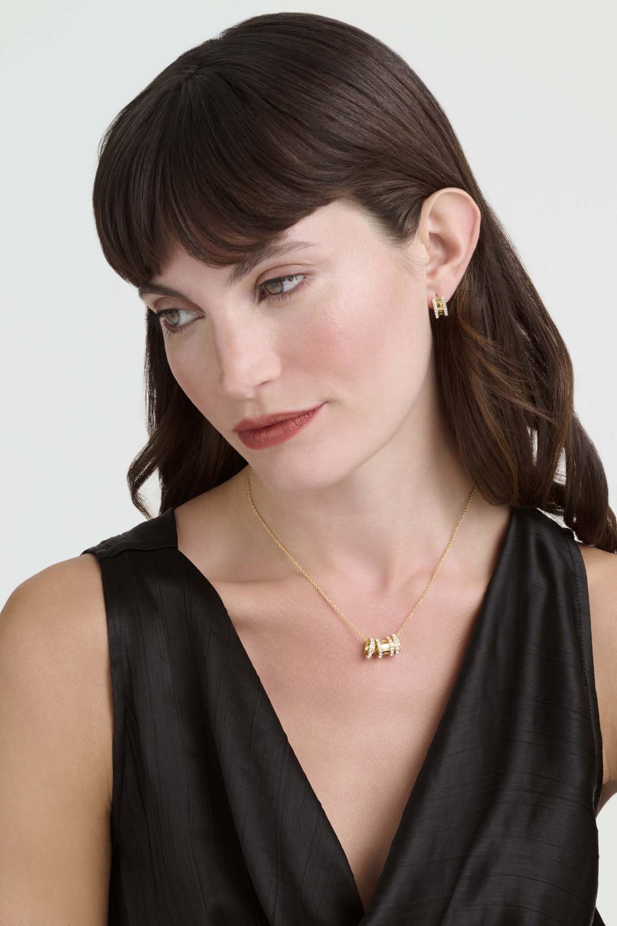 Rosie Crystal Roll Huggie Earrings Crystal