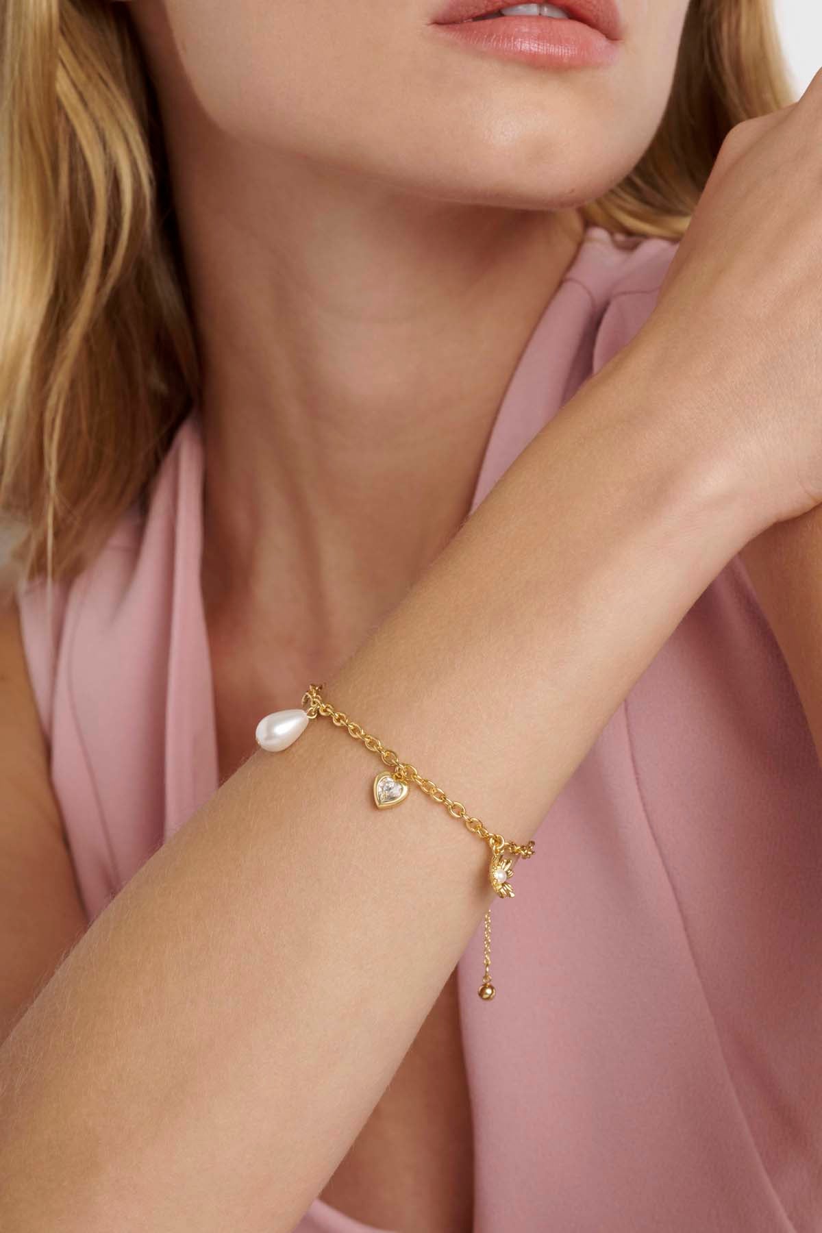 Isabella Icon Charm Adjustable Bracelet Pearl