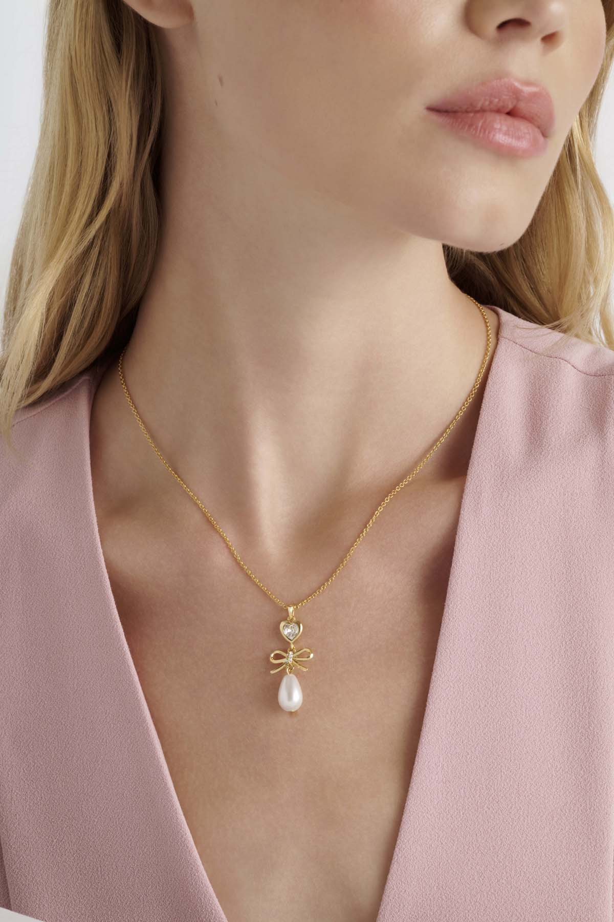 Imogen Icon Charm Heart Bow Pearl Drop Pearl