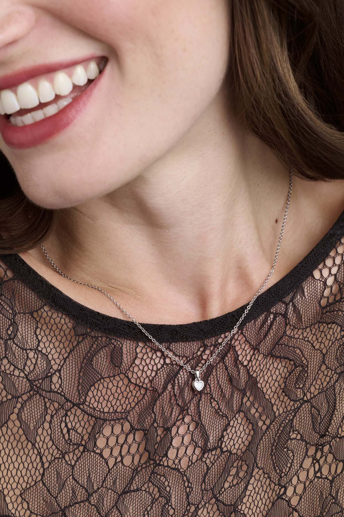 Harlow Mini Crystal Heart Pendant Necklace Crystal