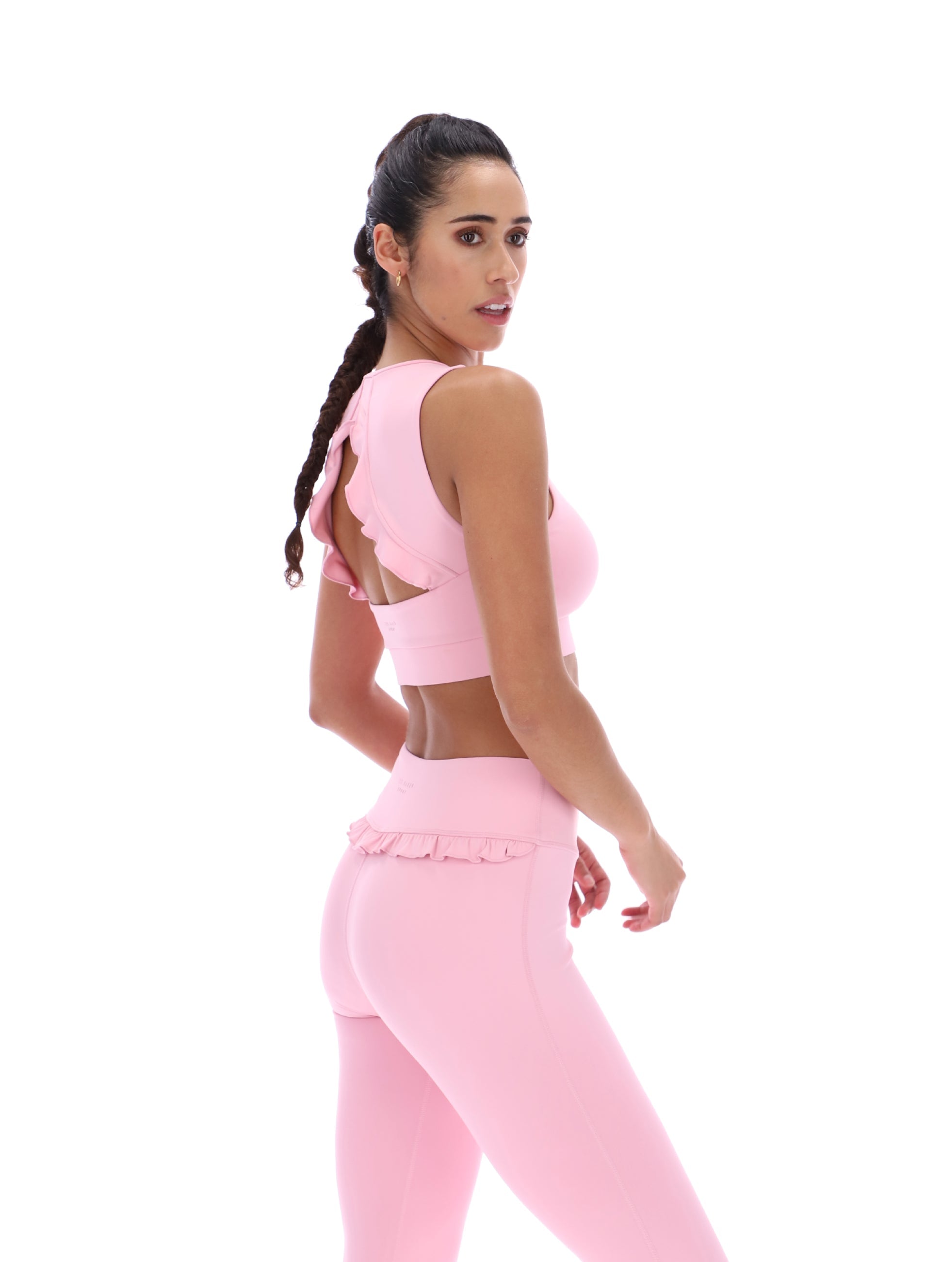 ARIA High Neck Bra With Ruffle Pink Nectar