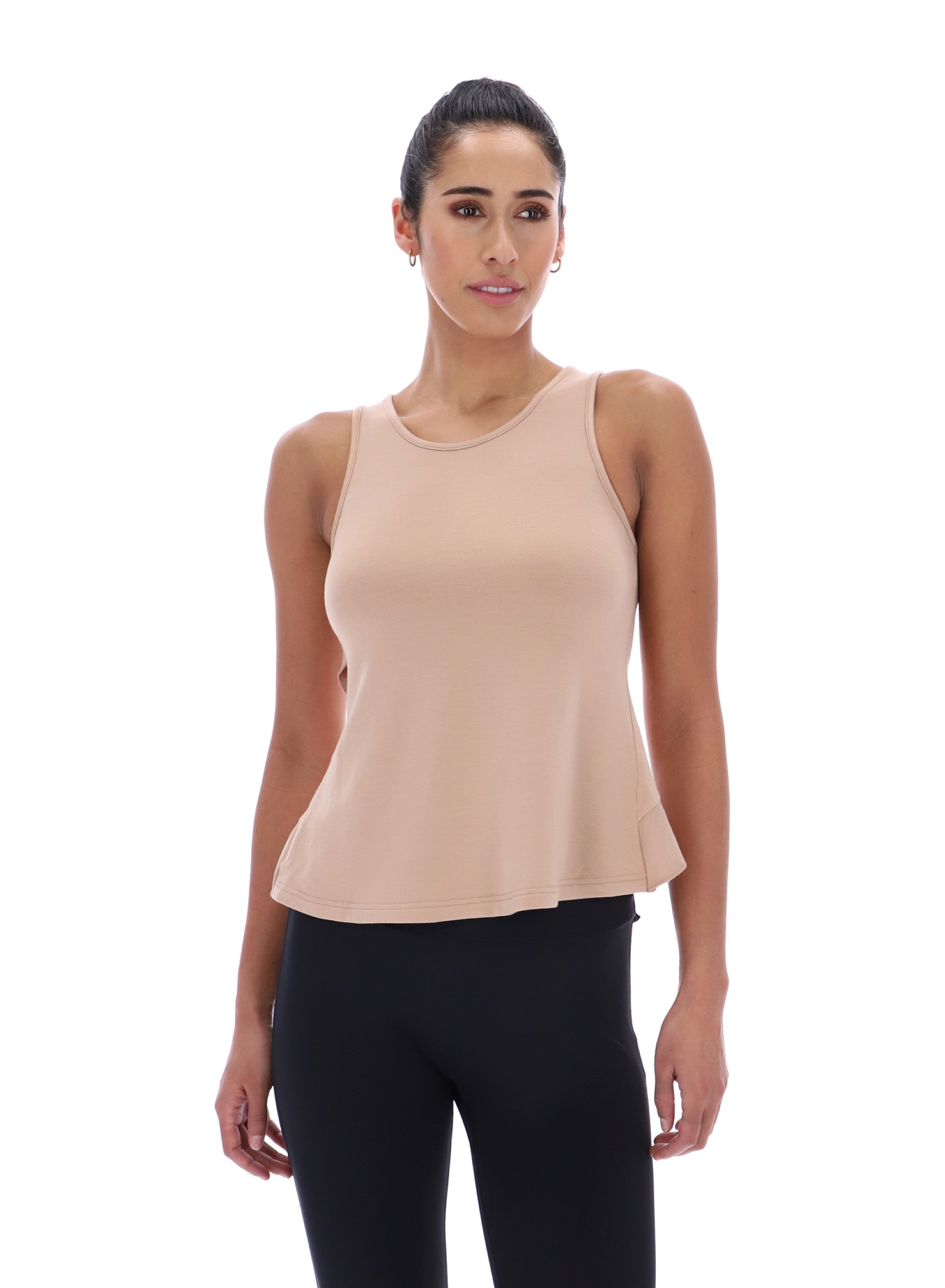 EDITH Ruffle Tank Warm Taupe