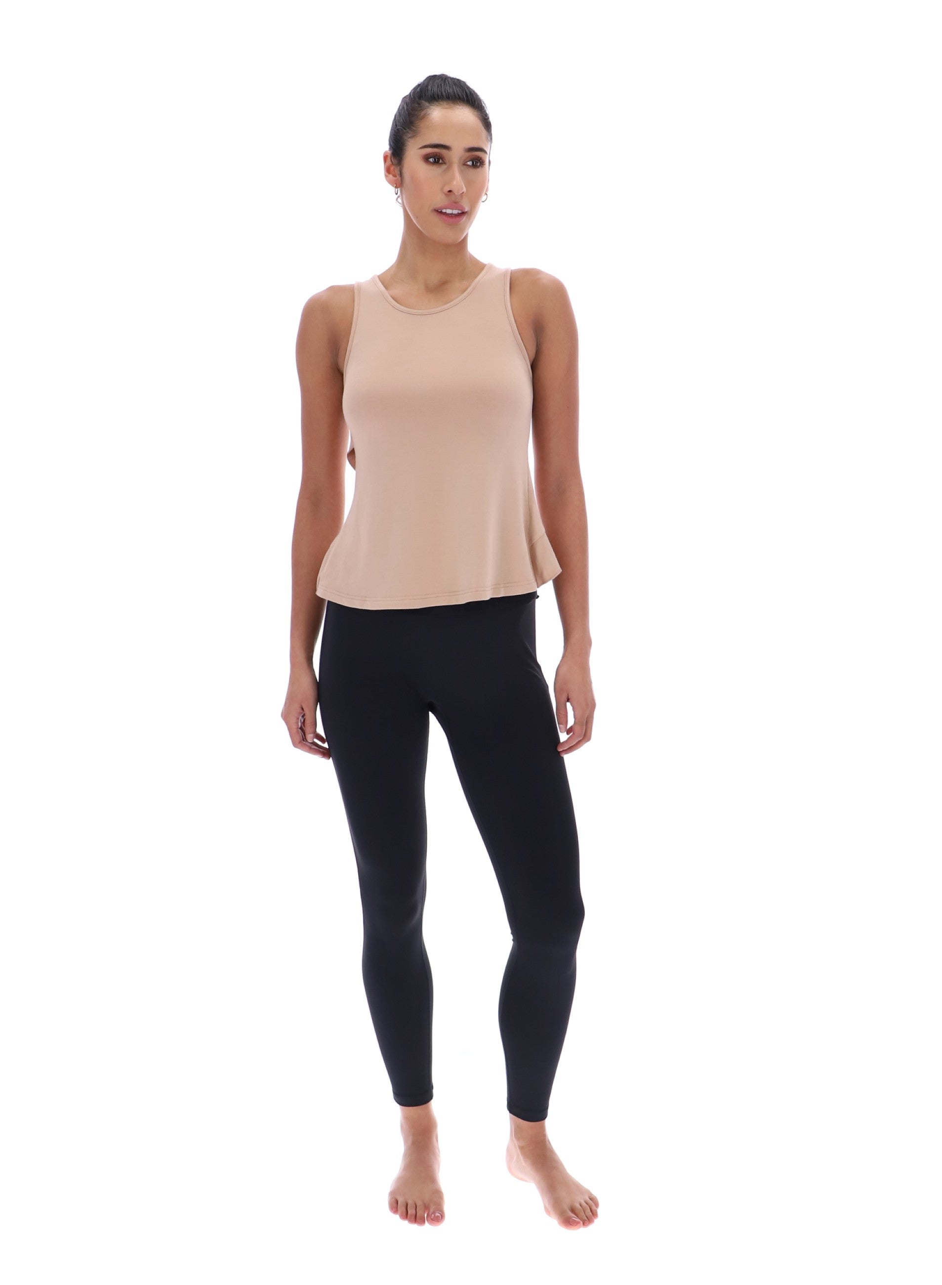 EDITH Ruffle Tank Warm Taupe