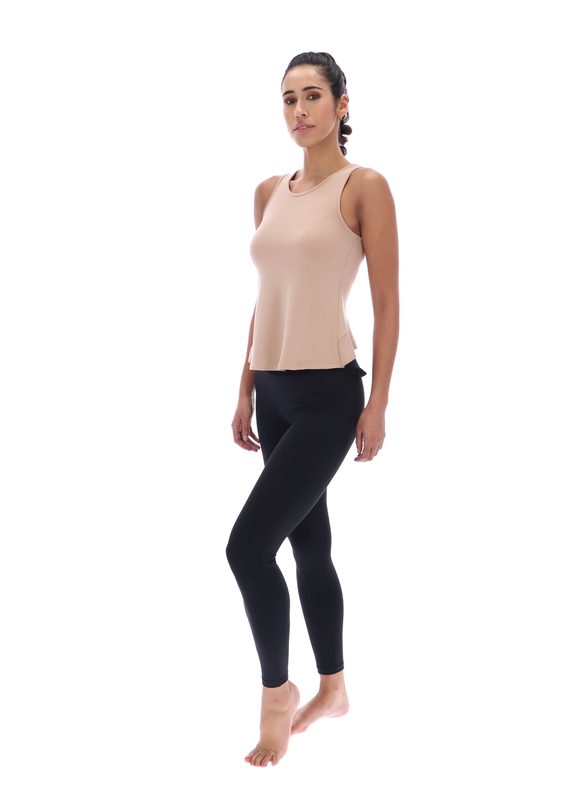 EDITH Ruffle Tank Warm Taupe