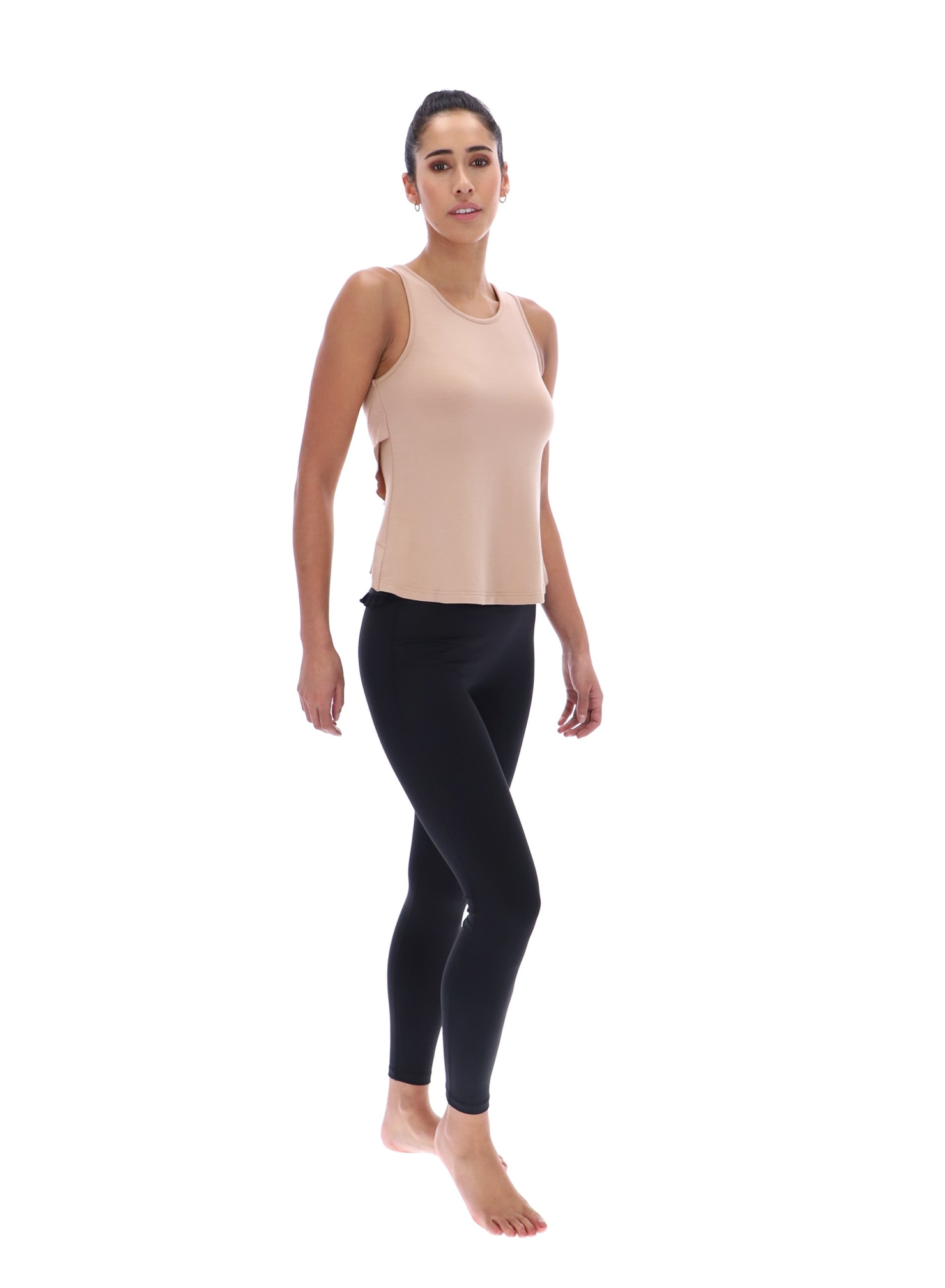 EDITH Ruffle Tank Warm Taupe