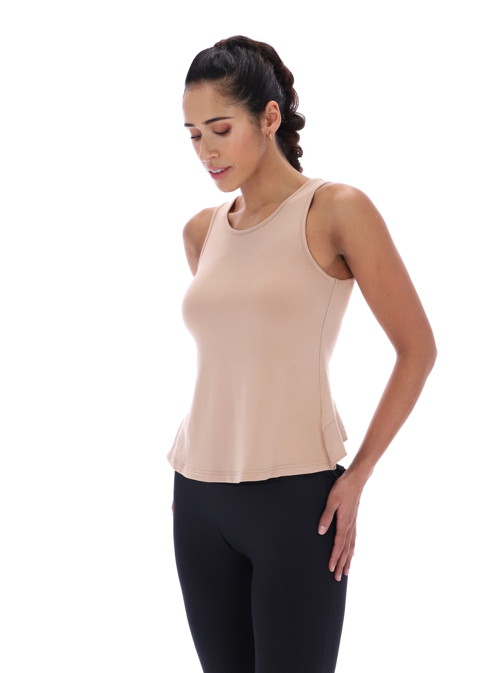 EDITH Ruffle Tank Warm Taupe
