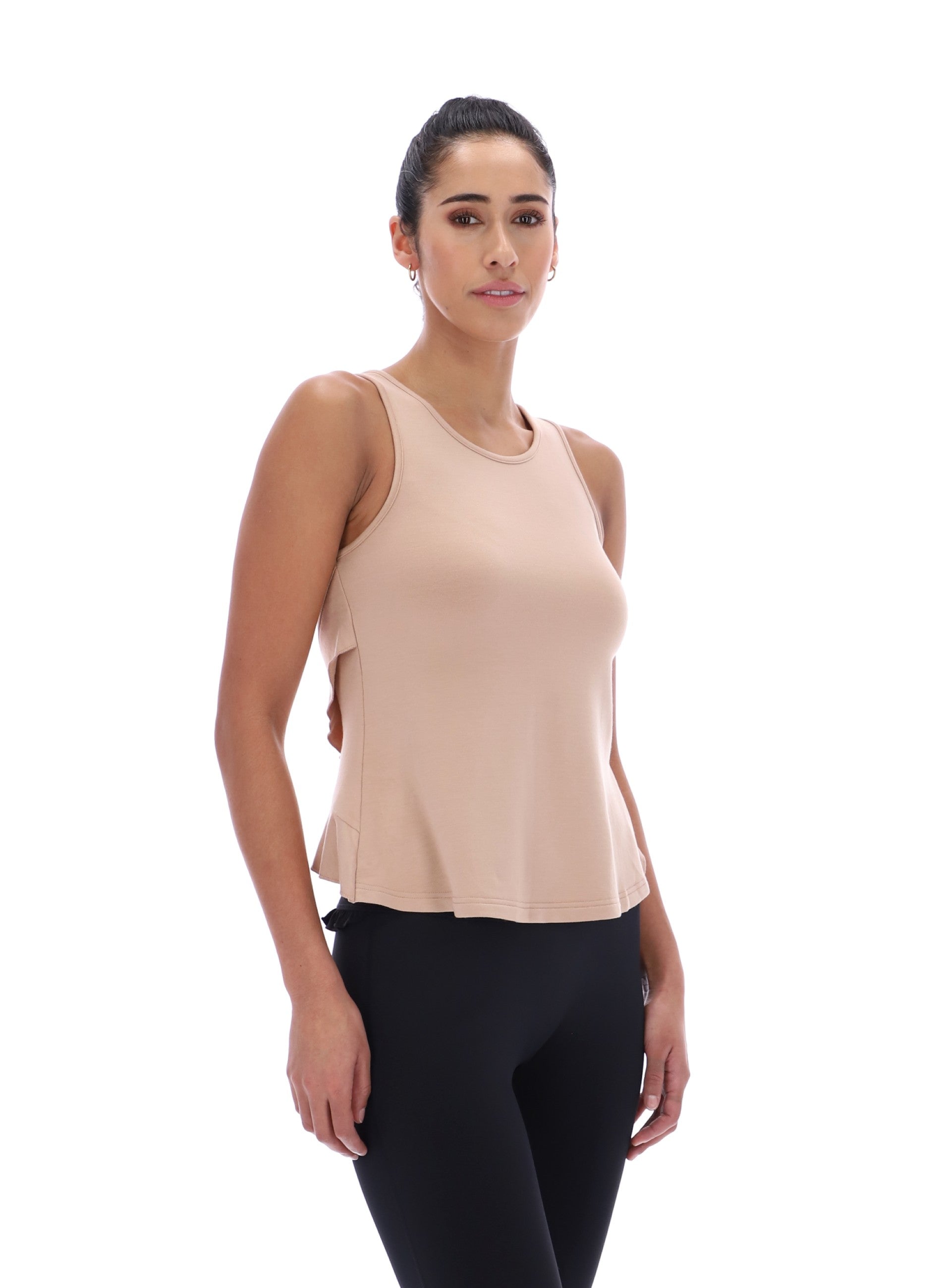 EDITH Ruffle Tank Warm Taupe