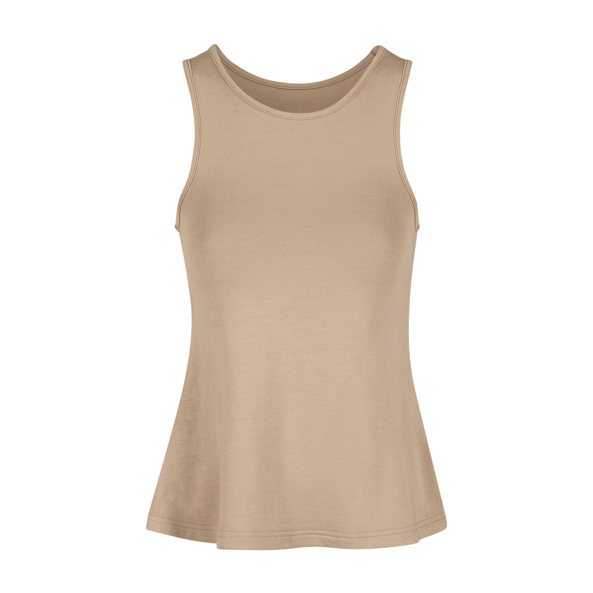 EDITH Ruffle Tank Warm Taupe