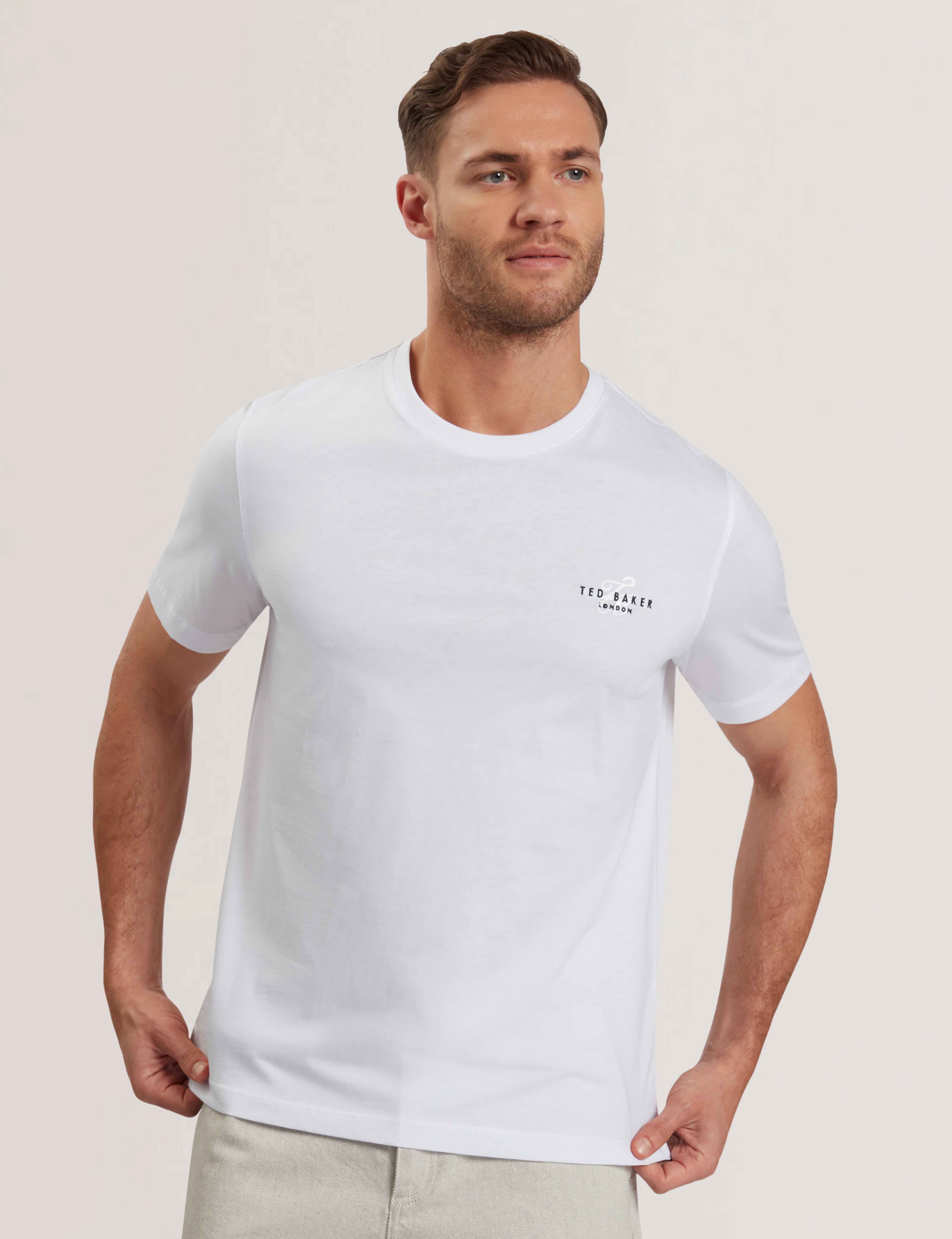 Tebars Short Sleeve Branded Script T Shirt White