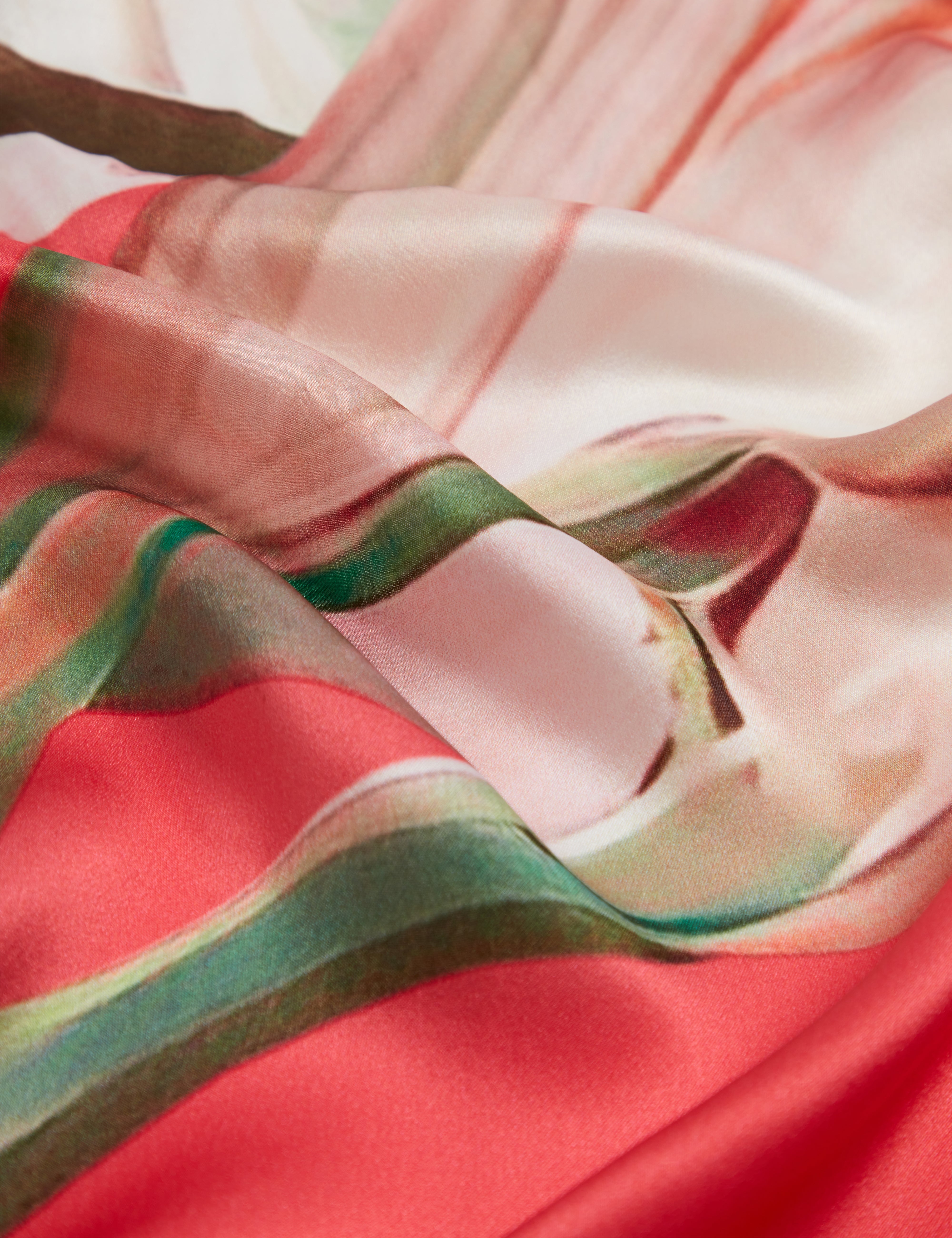 Ticci Printed Silk Square Scarf Coral