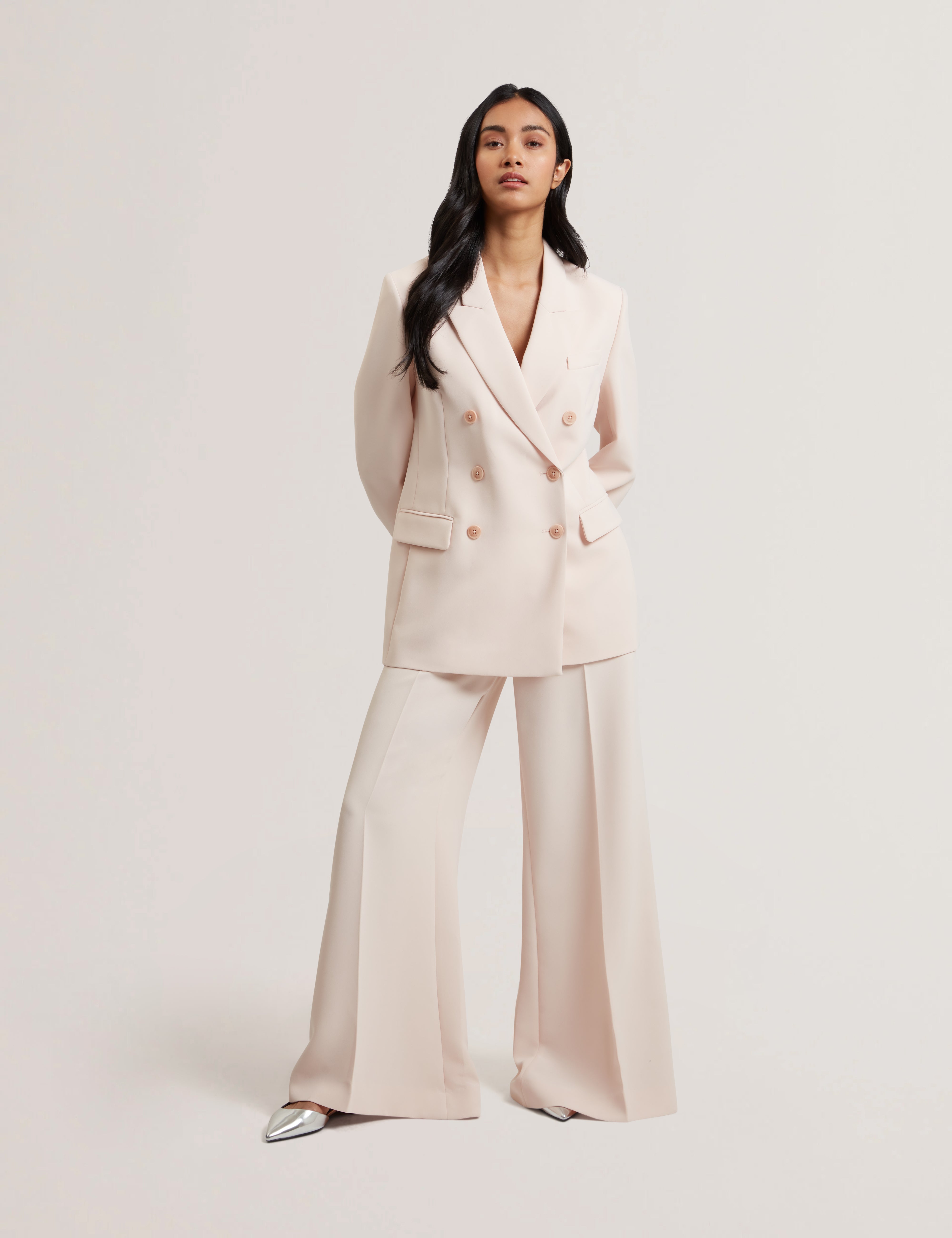 Tragat Tailored Wide Leg Trouser Pl-Pink