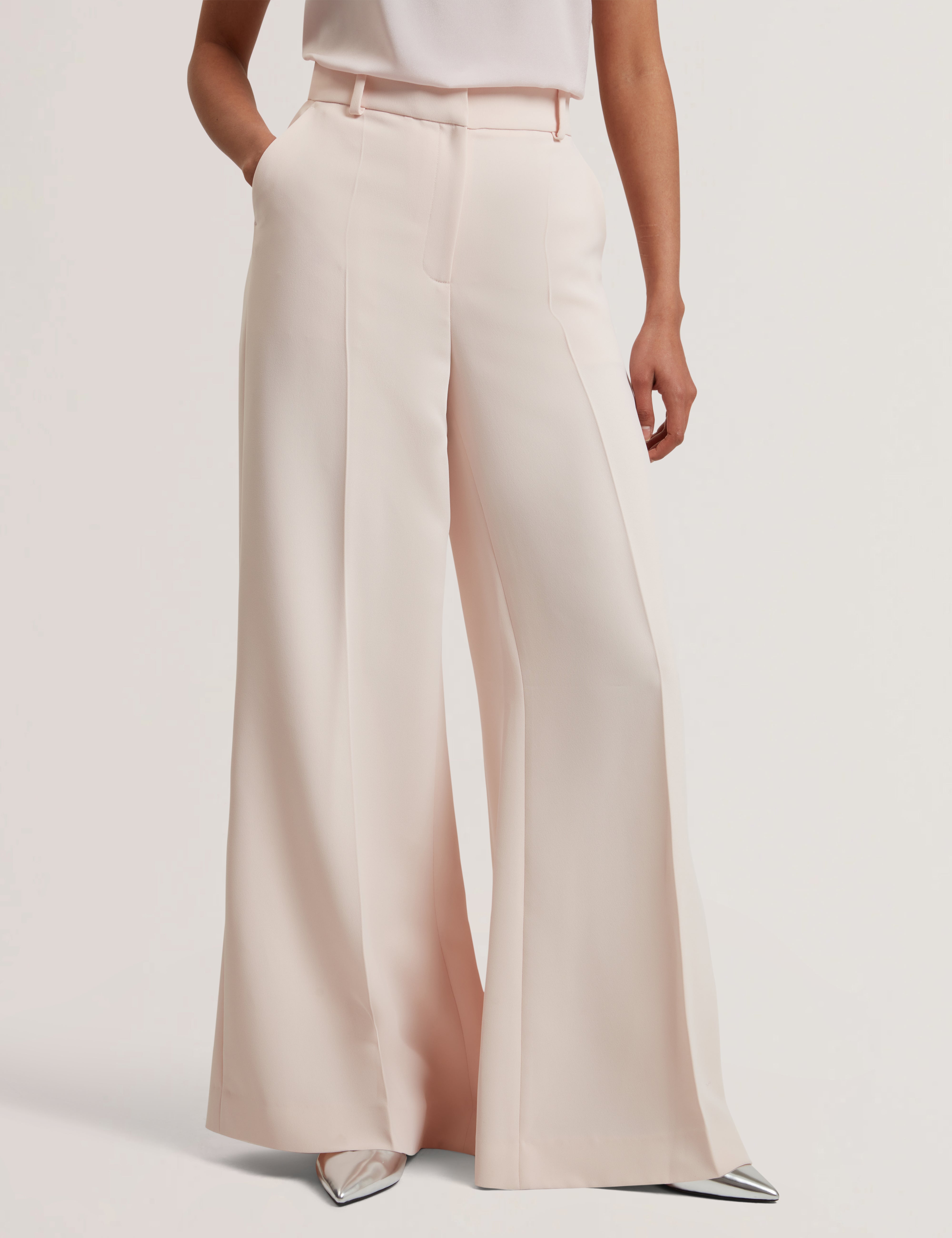 Tragat Tailored Wide Leg Trouser Pl-Pink