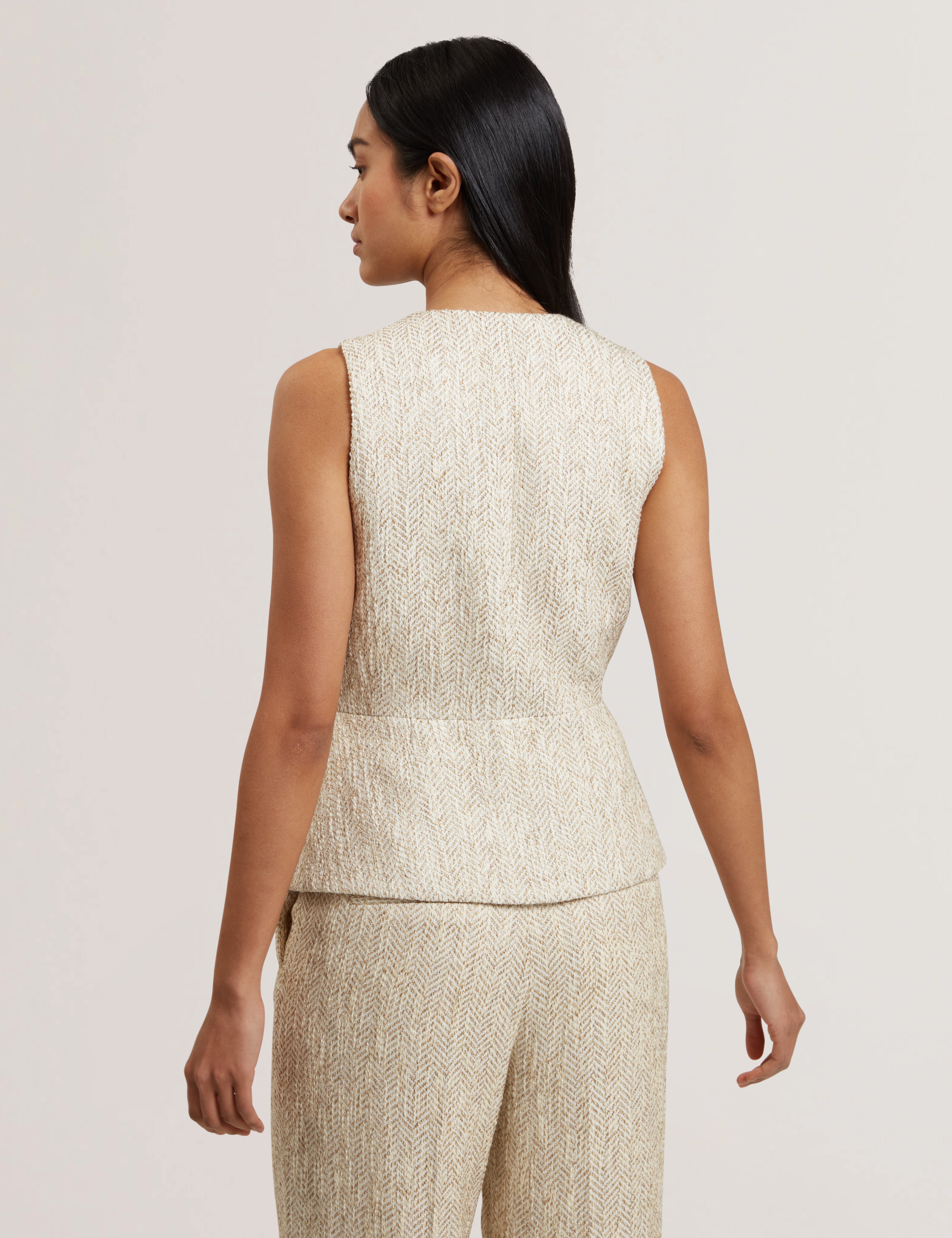 Vulpaw Tailored Boucle Fitted Waistcoat Ivory