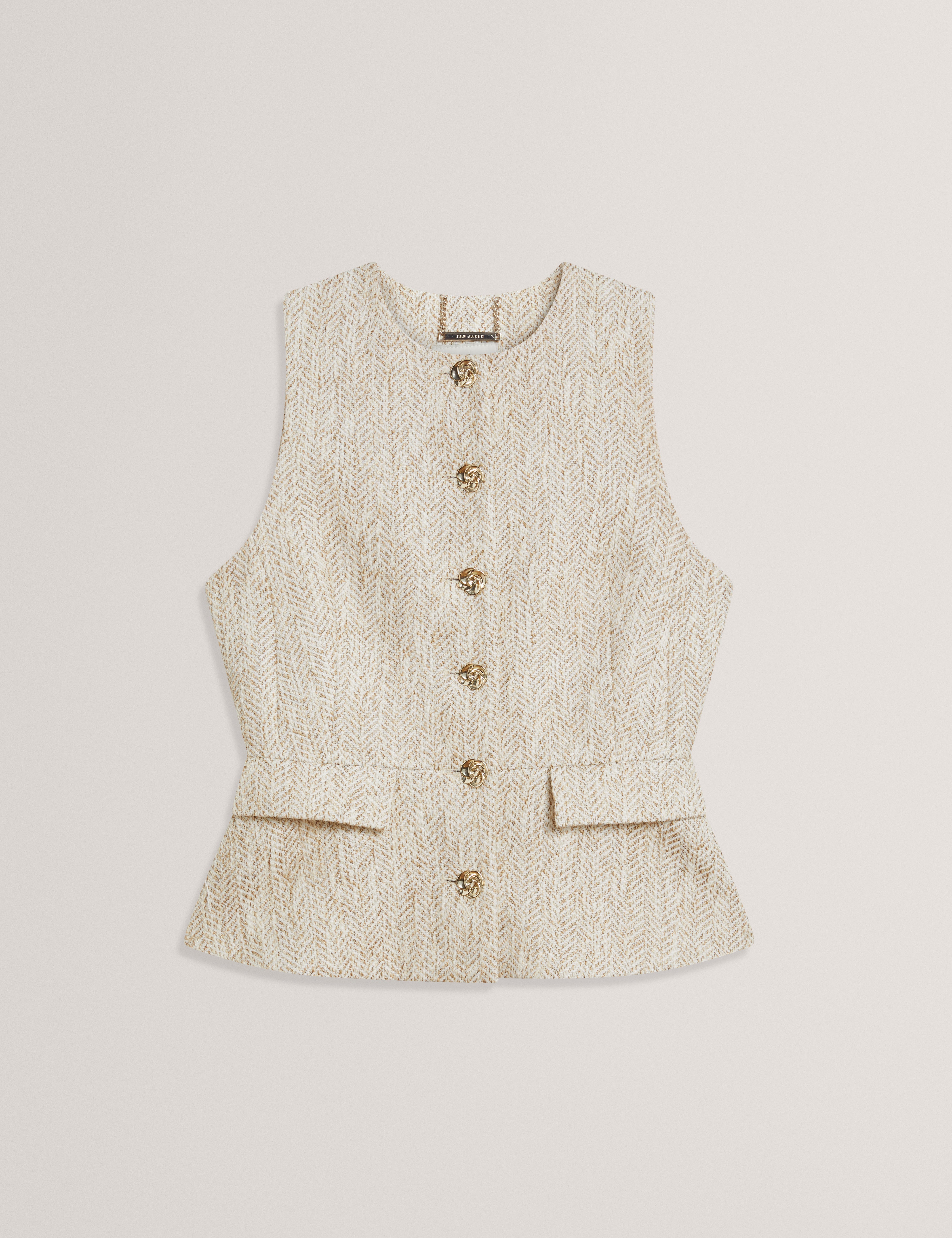 Vulpaw Tailored Boucle Fitted Waistcoat Ivory