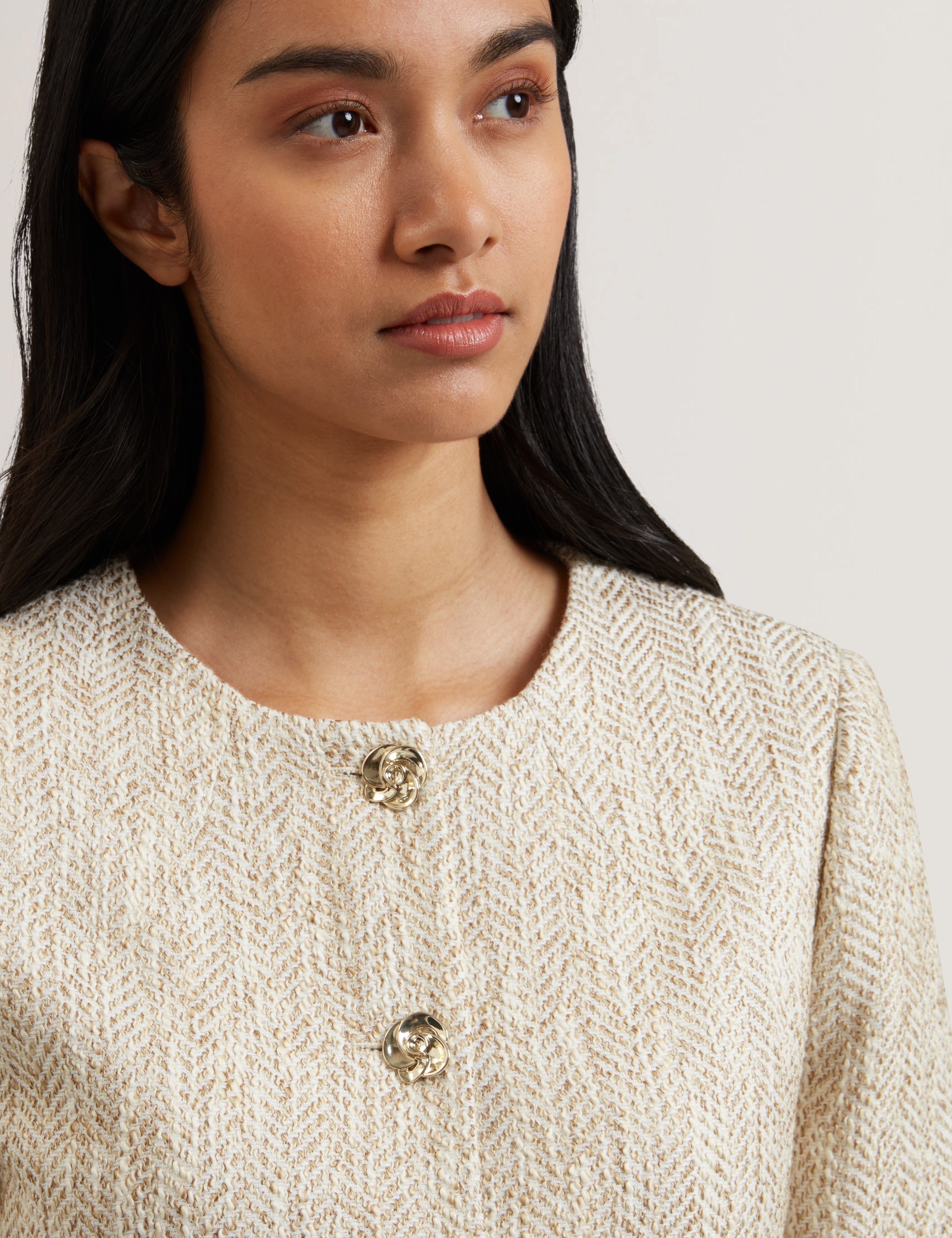 Vulpa Tailored Boucle Fitted Cropped Ivory