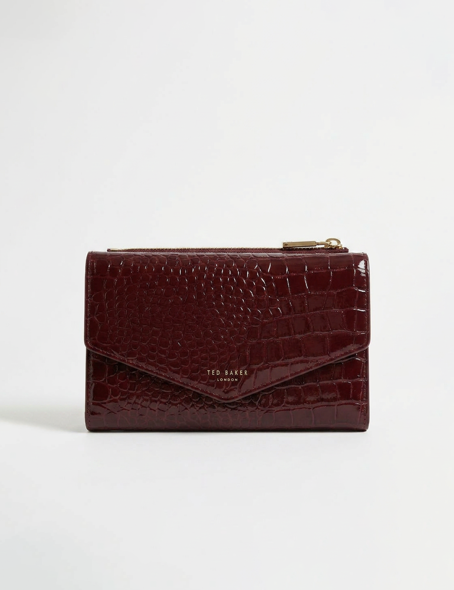 Wesslie Croc Effect Icon Envelope Pouch Oxblood