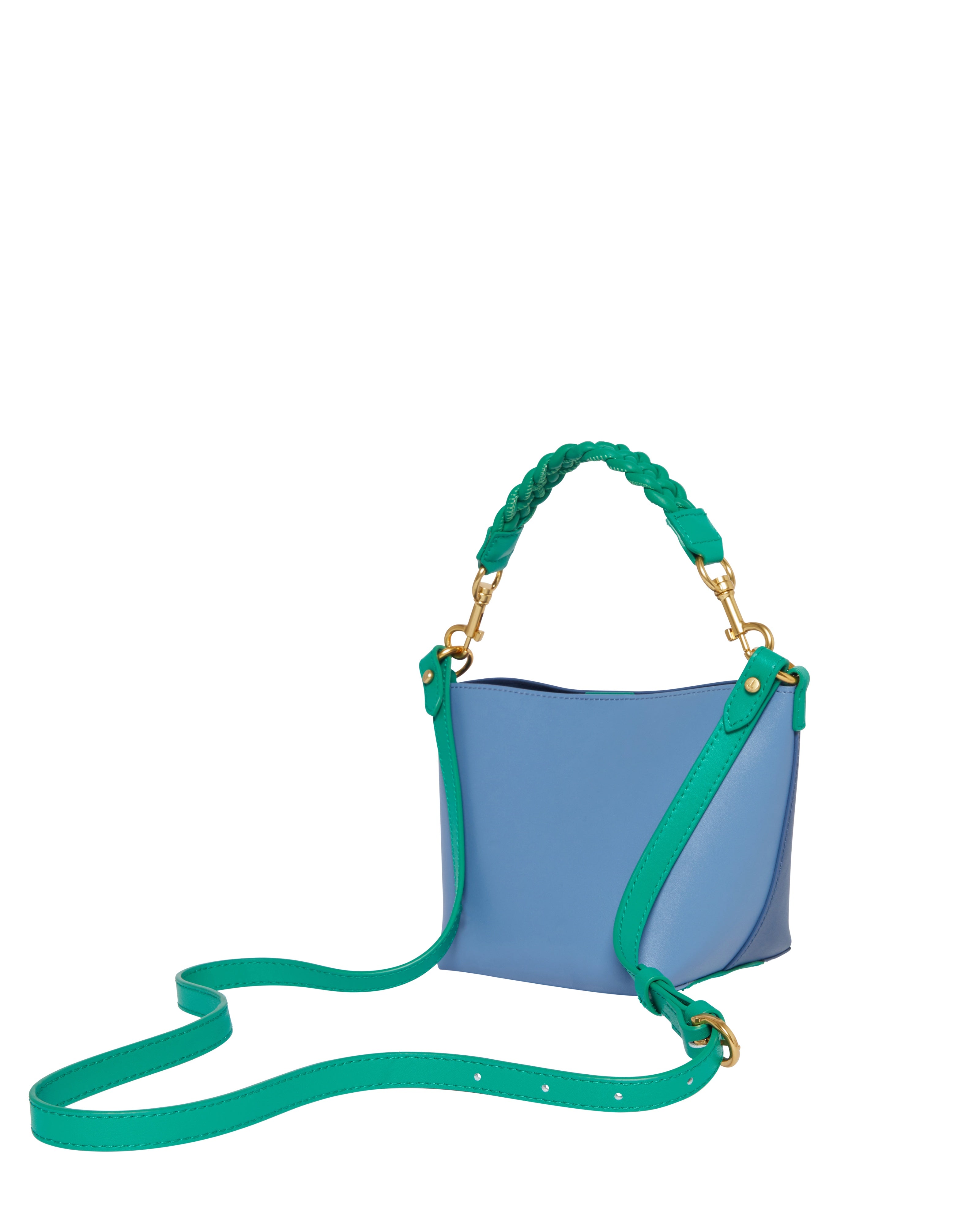 Wynola Woven Handle Colourblock Small Bag Blue