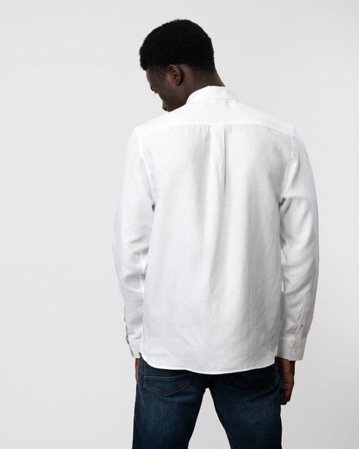 Ognon Long Sleeve Cotton Lyocell Script Shirt White