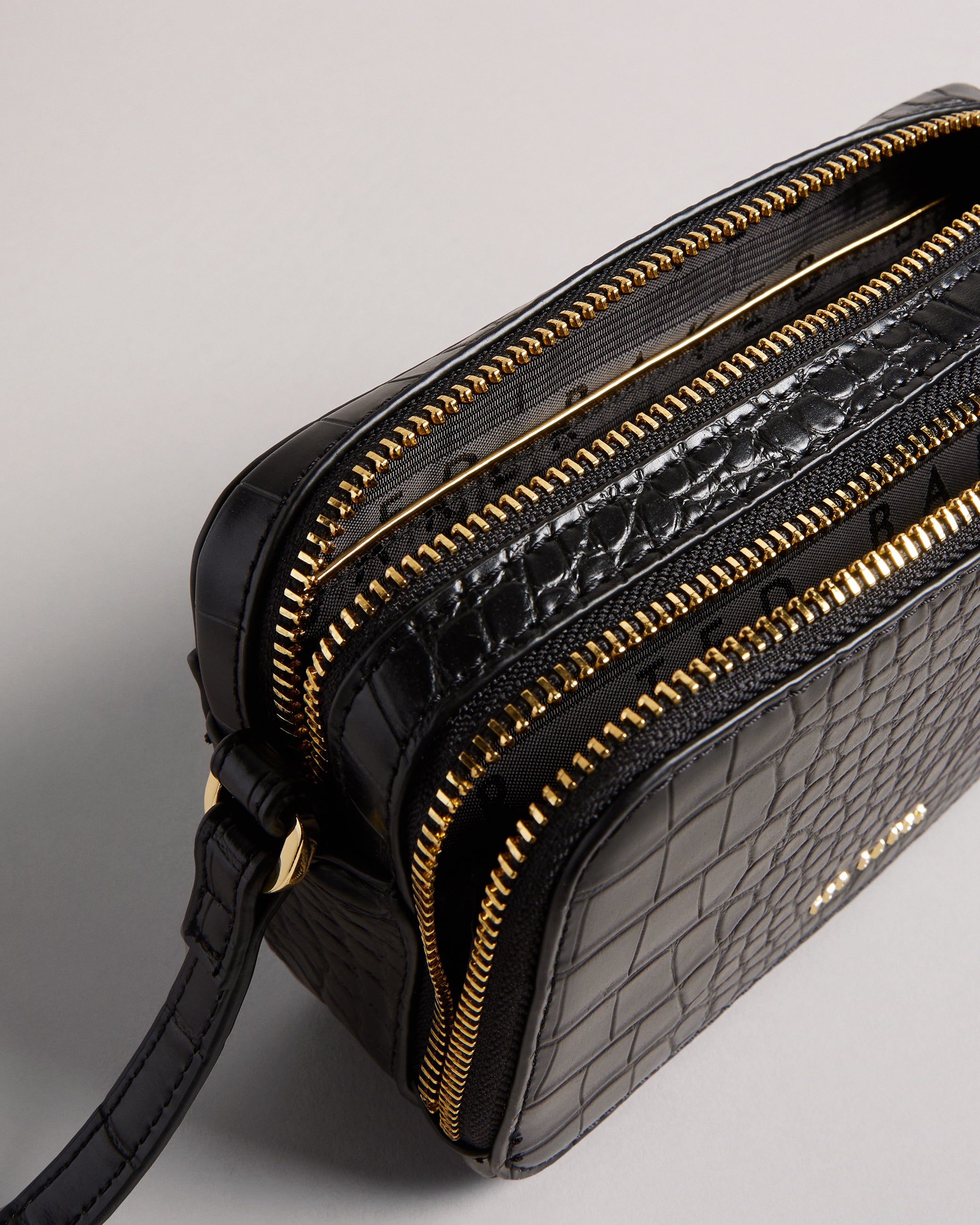 Stina Croc Effect Camera Bag Black