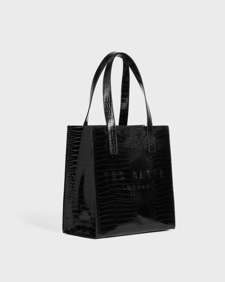 Faux Leather Croc Detail Weekend Bag - Black – Pièces De Mode