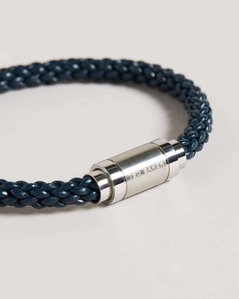 Duran Leather Woven Bracelet Blue