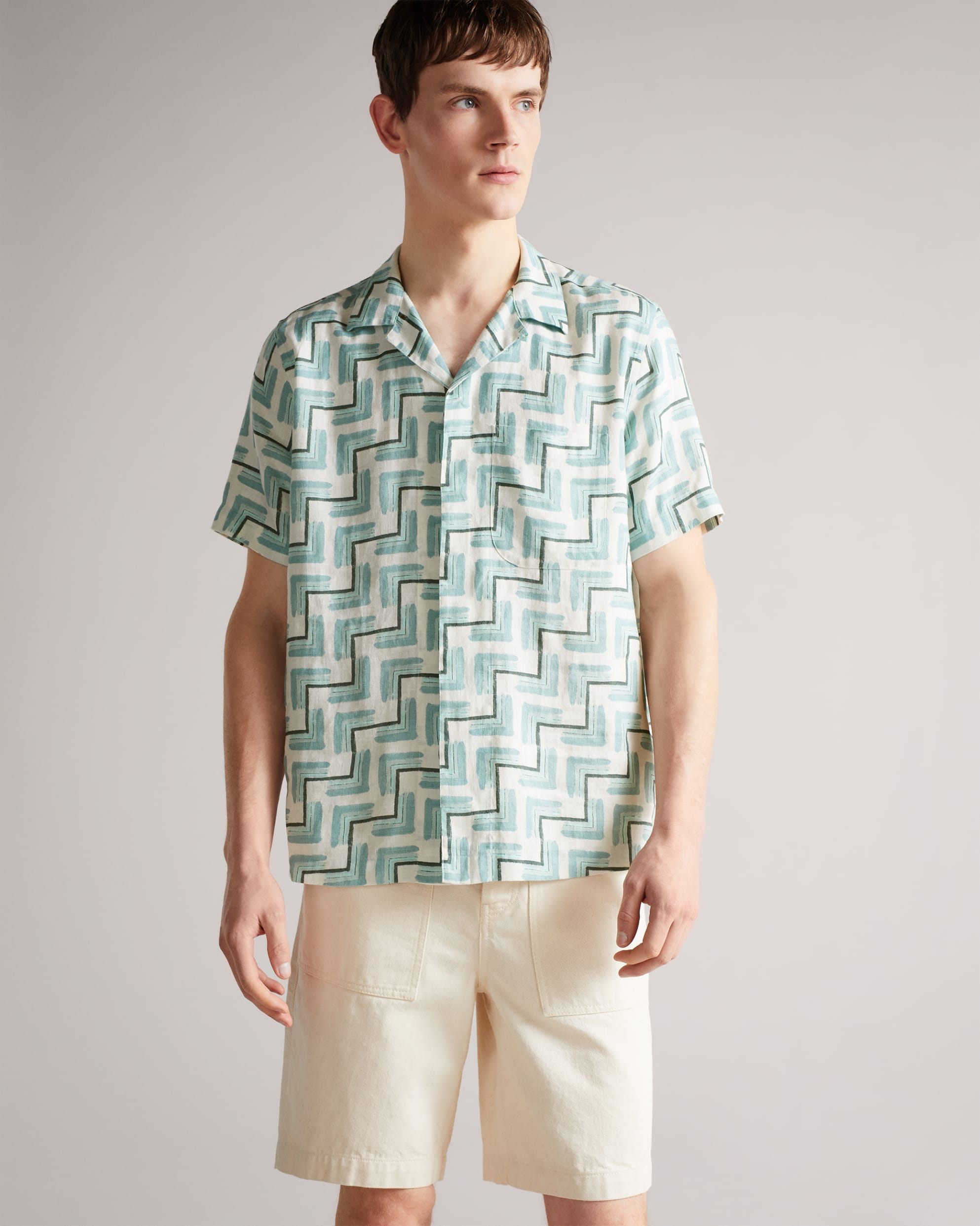 Brecon Short Sleeve Retro Geometric Print Shirt