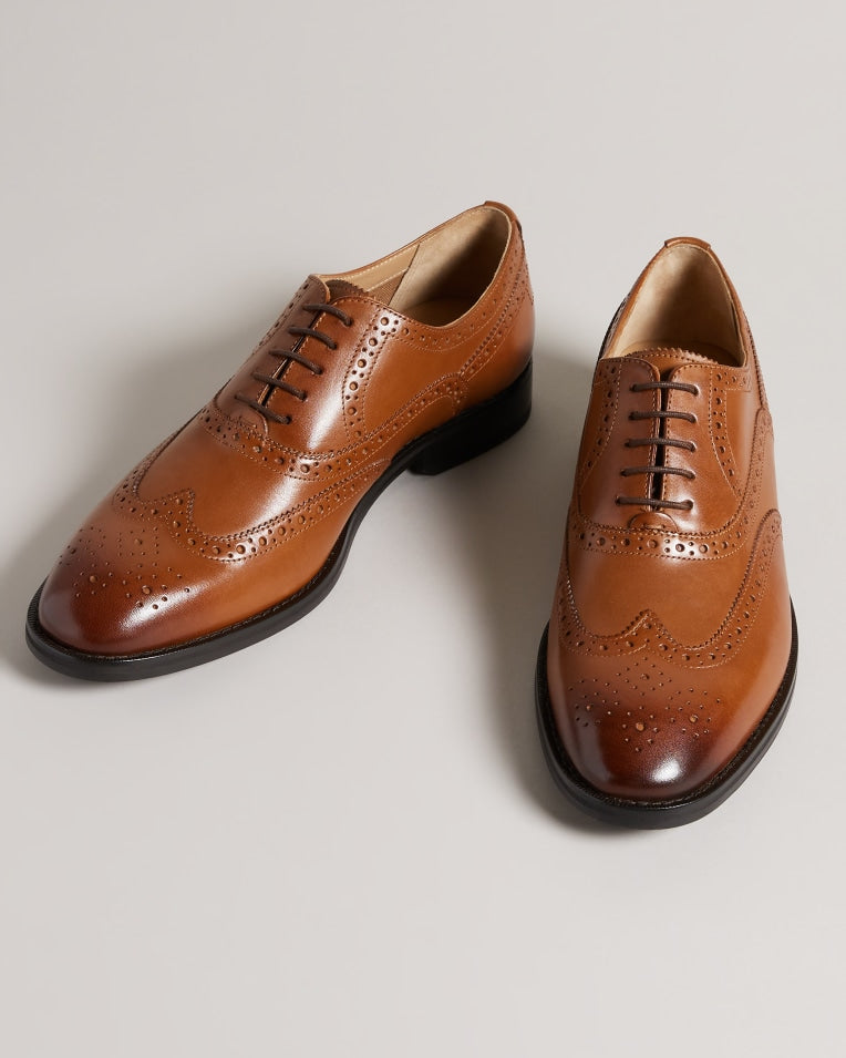 Amaiss Formal Leather Brogue Shoes Tan