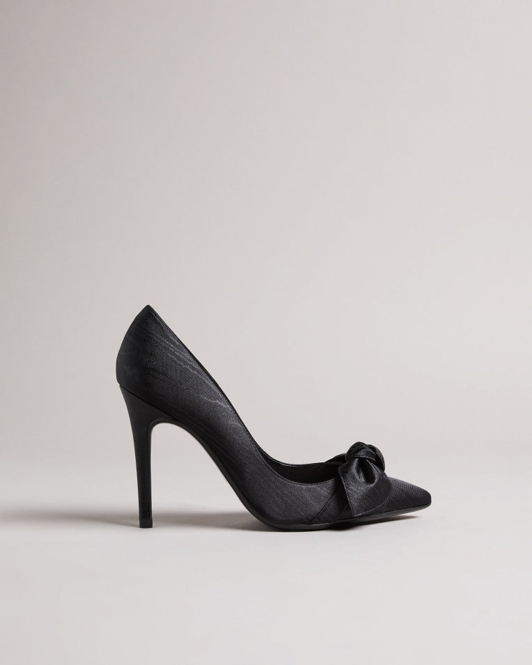 Hyana Moire Satin Bow Court Shoes Black