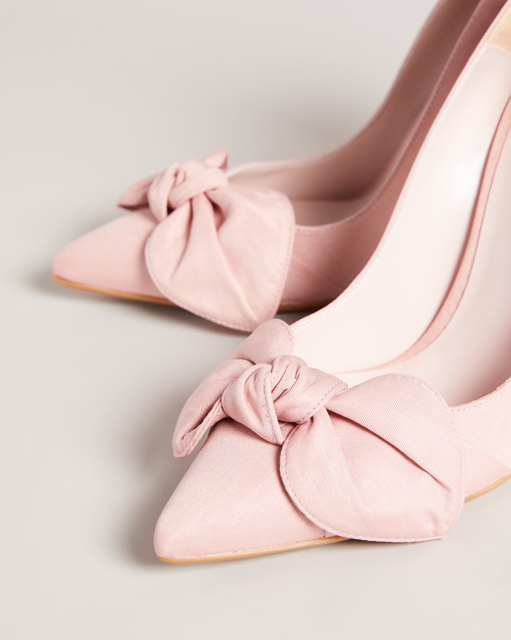 Hyana Moire Satin Bow Court Shoes Dusky-Pink