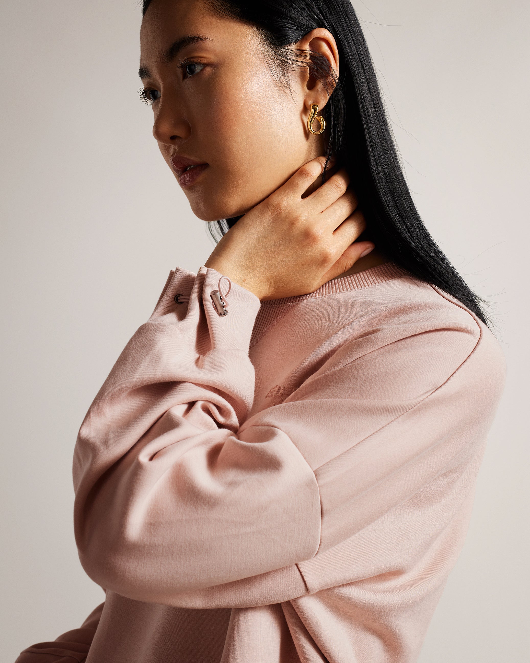 Orietta Sweatshirt With Pleat Detail Dusky-Pink