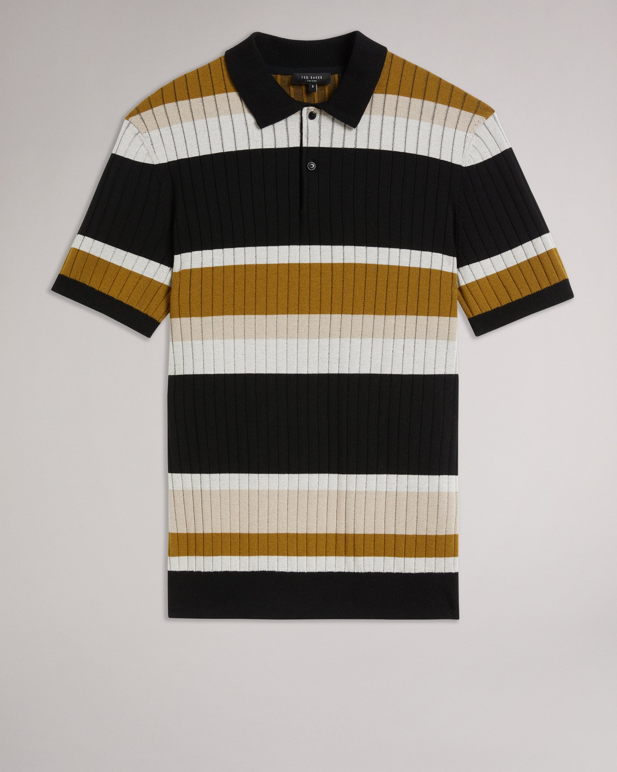 Confer Short Sleeve Striped Polo Shirt Natural