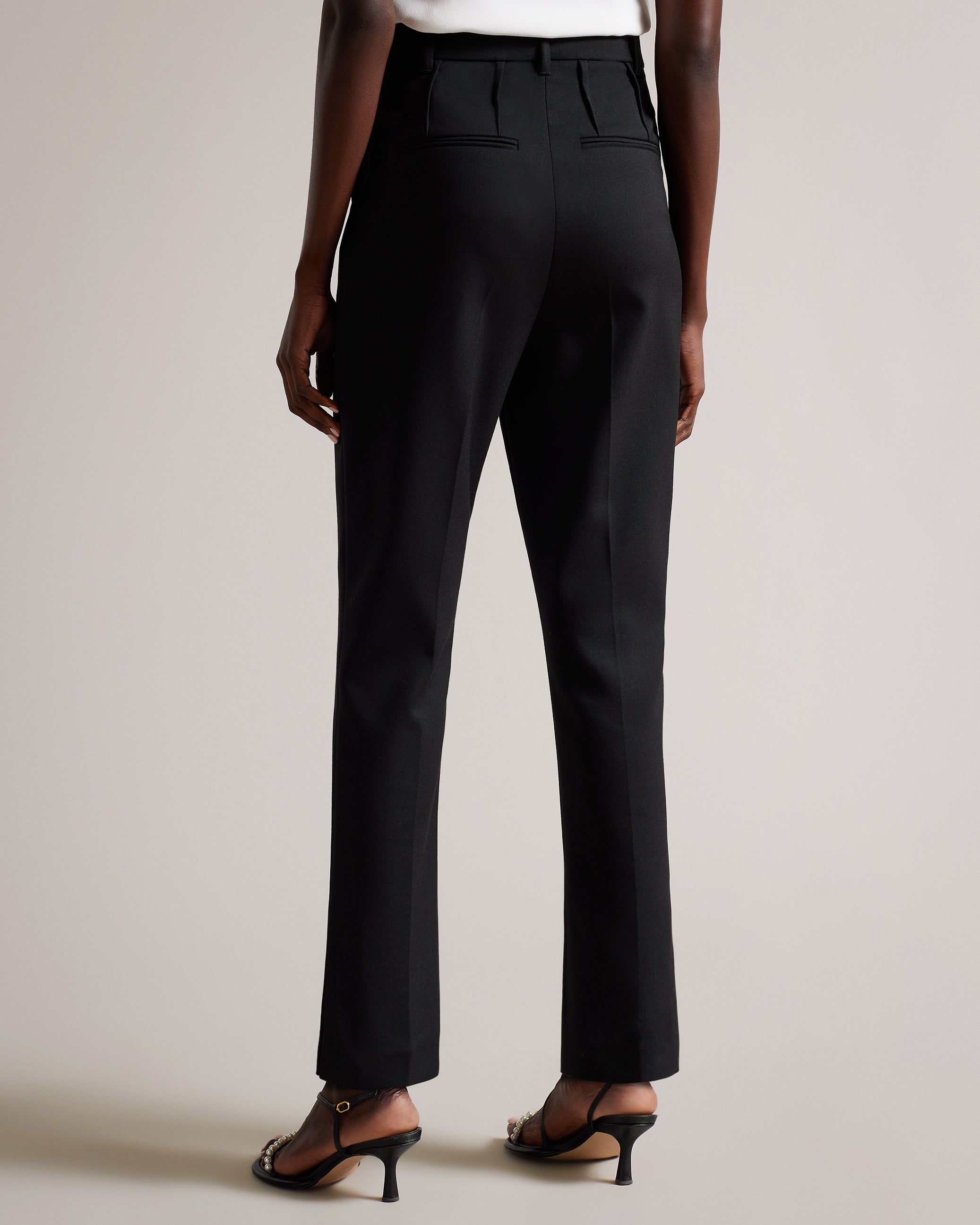Frittat Tailored Cigarette Trousers With Darts Black