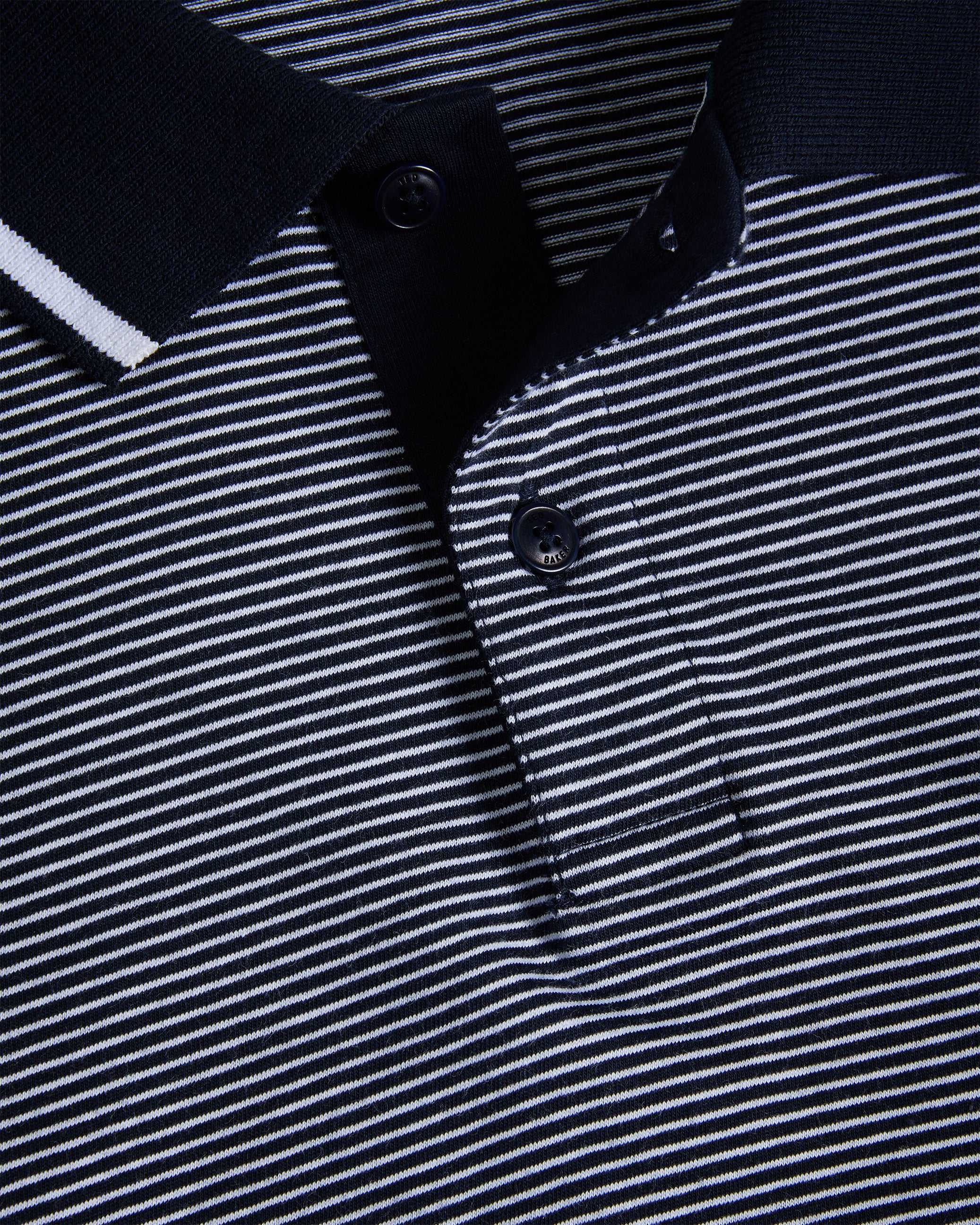 Taigaa Short Sleeve Regular Striped Panelled Polo Navy