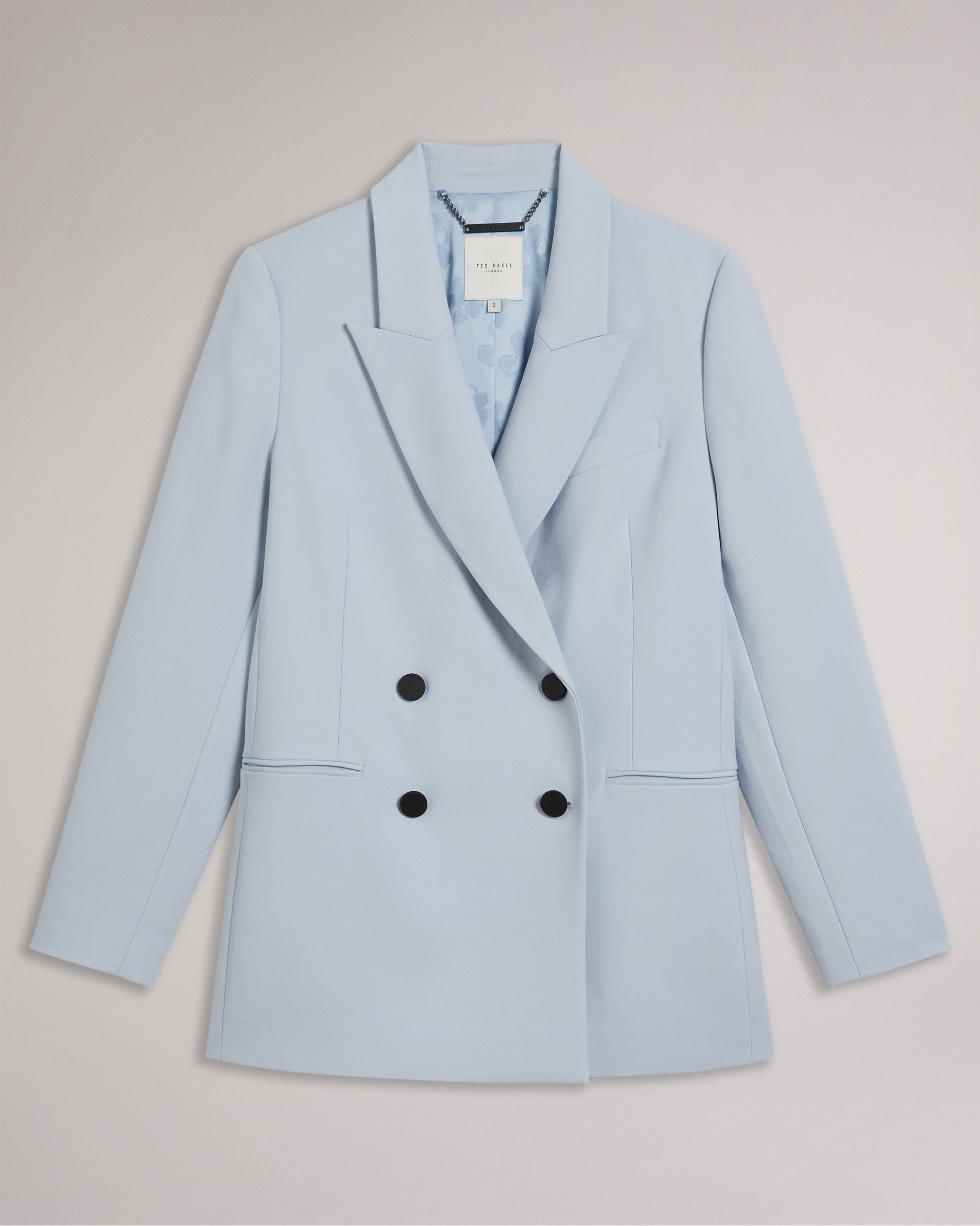 Hildia Long Line Double Breasted Jacket Baby-Blue