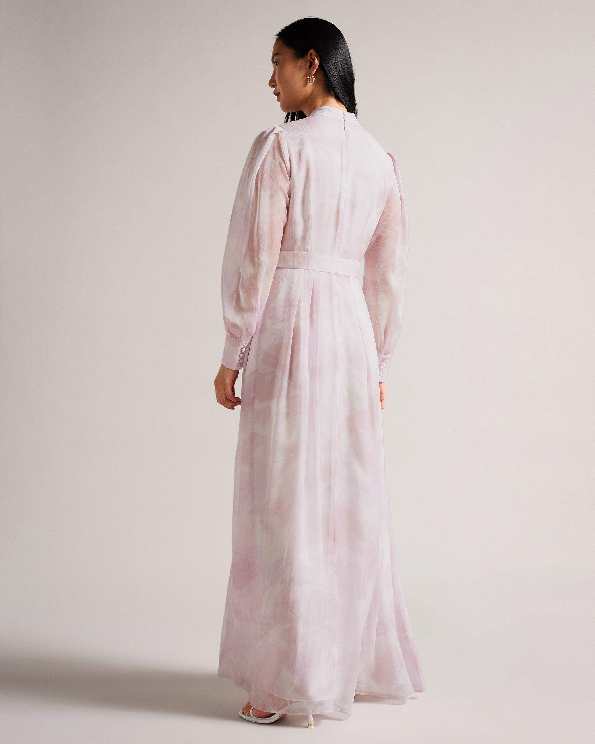 Huron Long Sleeve Maxi Dress With Blouson Sleeve Pink